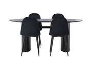 Venture Home Isolde spisebord 180*75 - Black / Black MDF +Polar Spisebordsstol - Black legs / Black Velvet _4