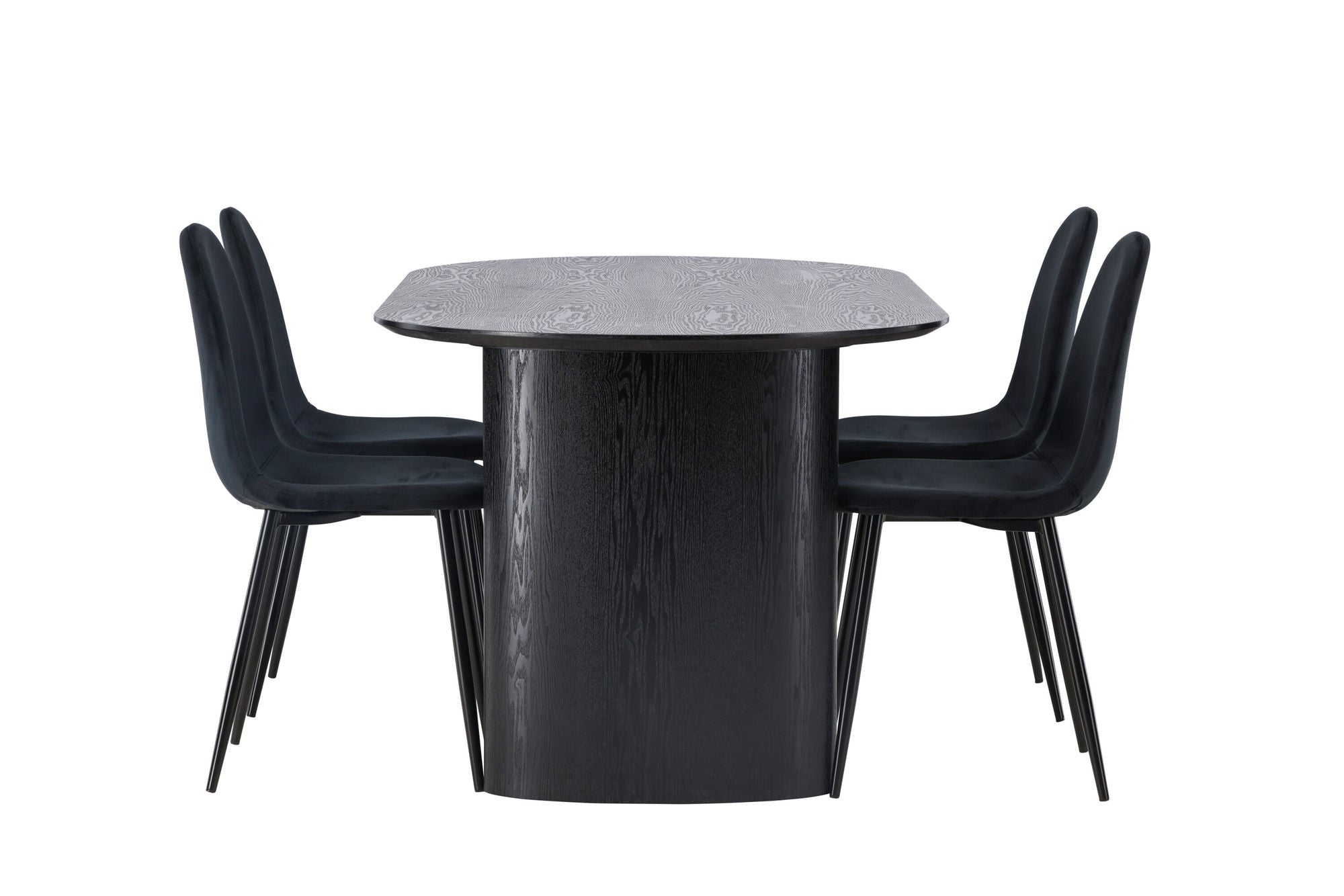 Venture Home Isolde spisebord 180*75 - Black / Black MDF +Polar Spisebordsstol - Black legs / Black Velvet _4