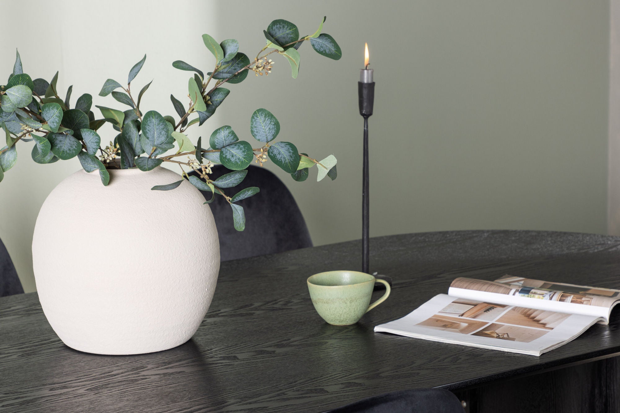 Venture Home Isolde spisebord 180*75 - Black / Black MDF +Polar Spisebordsstol - Black legs / Black Velvet _4