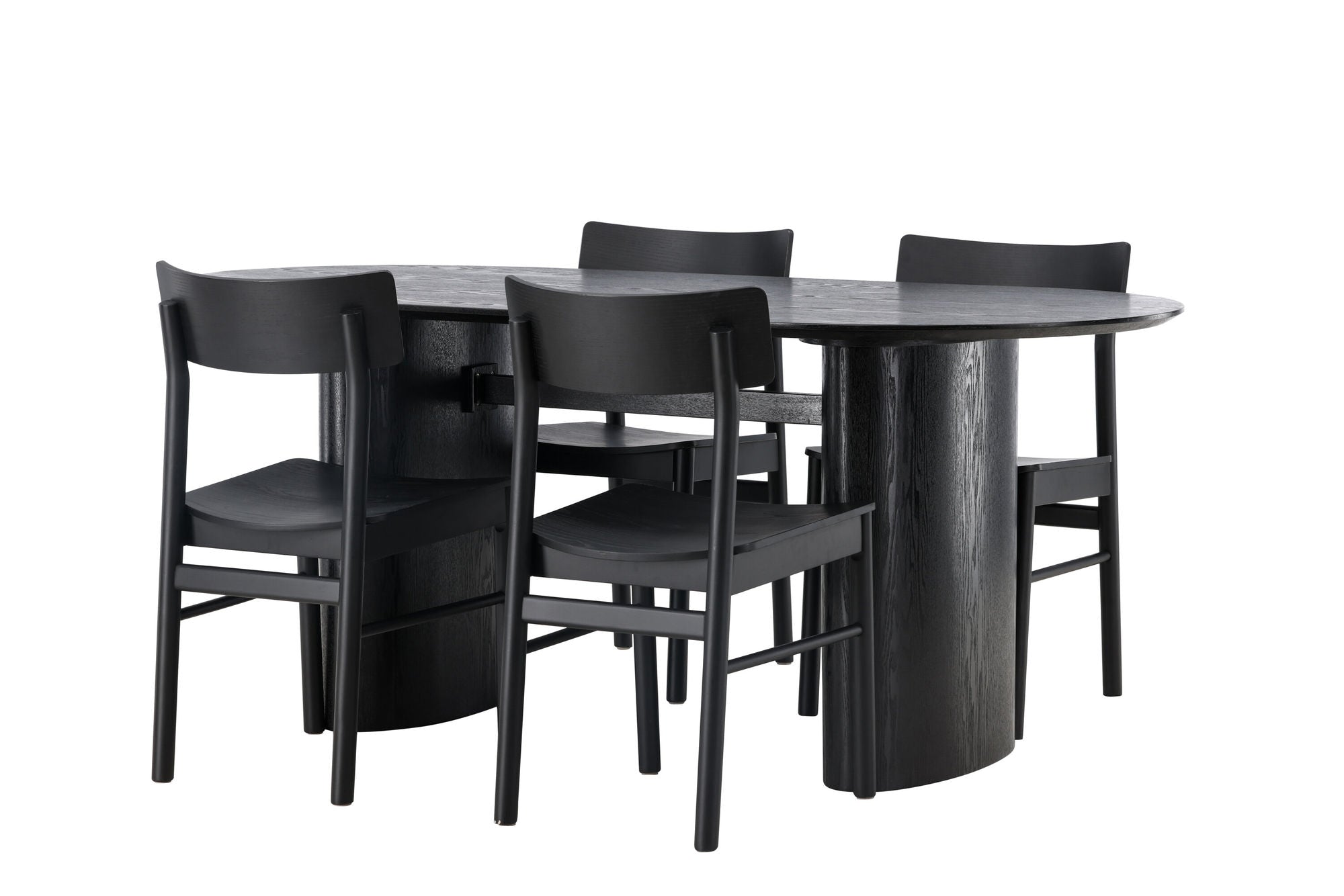 Venture Home Isolde spisebord 180*75 - Black / Black MDF +Montros Spisebordsstol - Natural / Natural Rubberwood _4