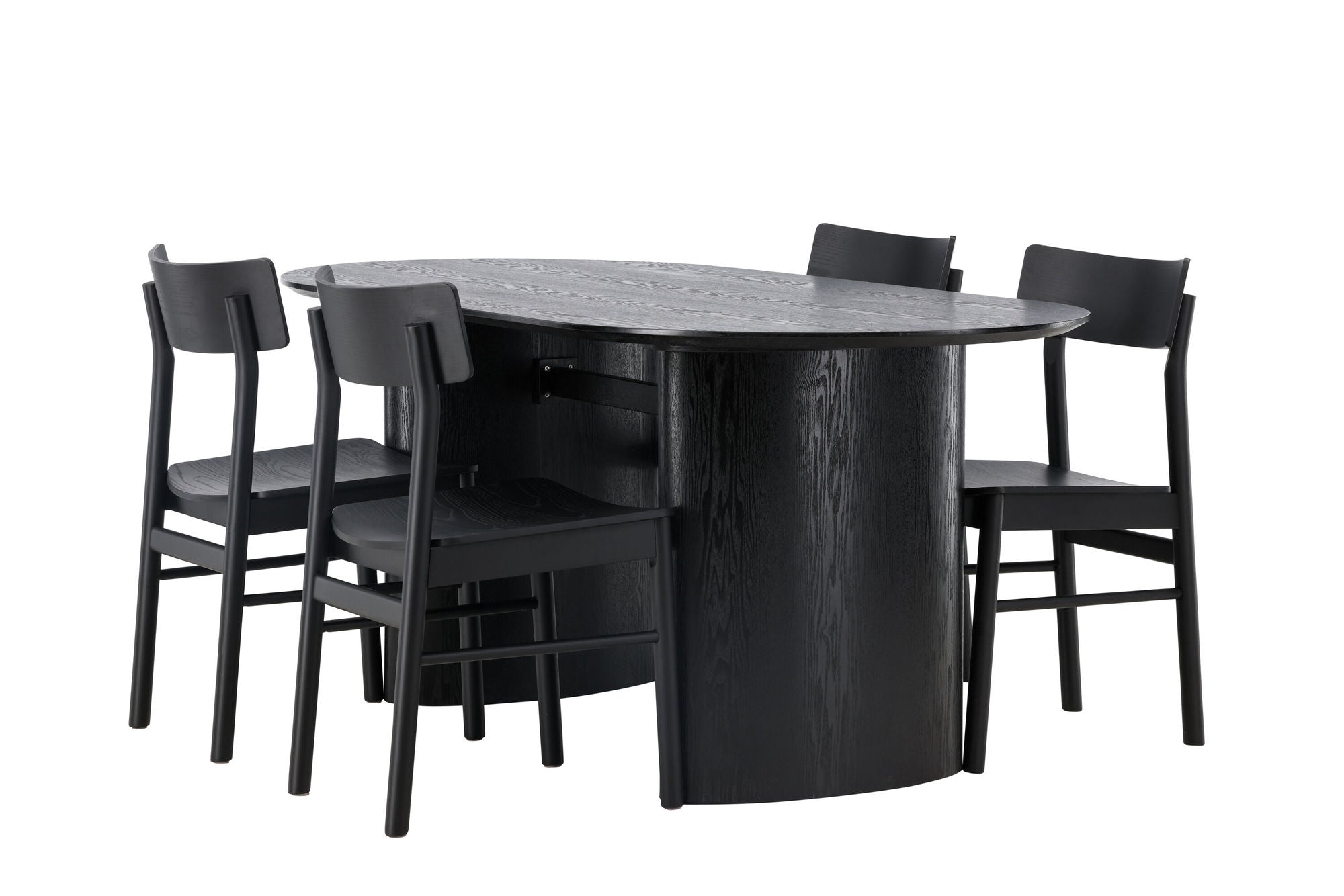 Venture Home Isolde spisebord 180*75 - Black / Black MDF +Montros Spisebordsstol - Natural / Natural Rubberwood _4