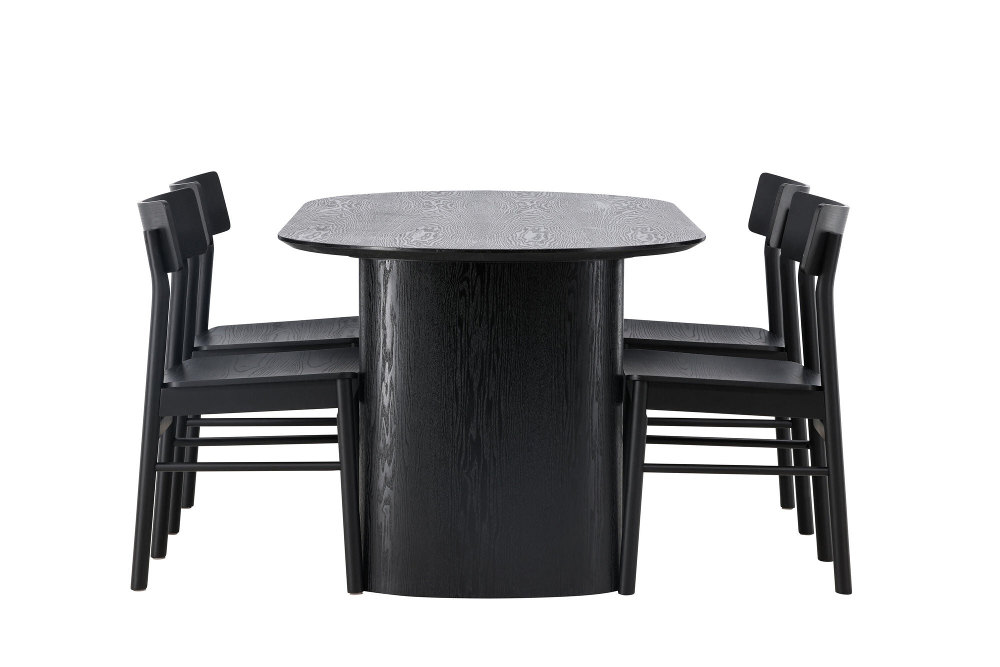 Venture Home Isolde spisebord 180*75 - Black / Black MDF +Montros Spisebordsstol - Natural / Natural Rubberwood _4