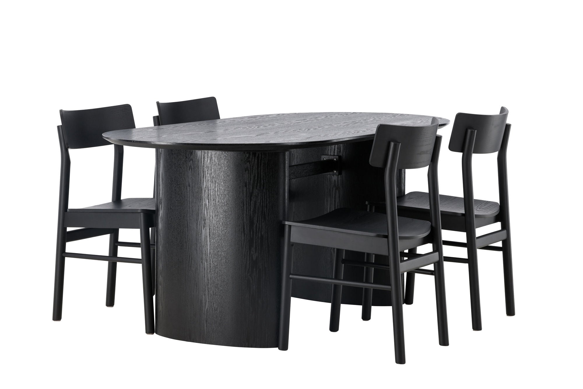Venture Home Isolde spisebord 180*75 - Black / Black MDF +Montros Spisebordsstol - Natural / Natural Rubberwood _4