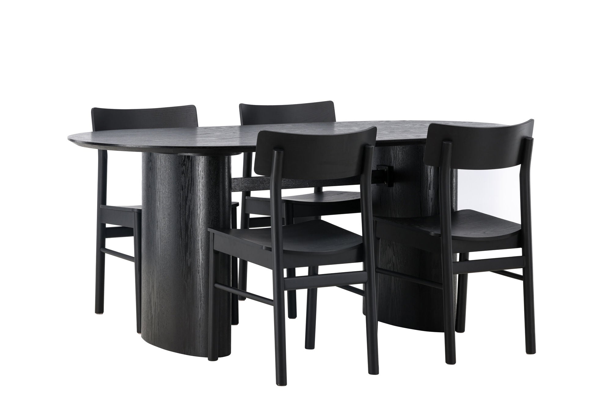 Venture Home Isolde spisebord 180*75 - Black / Black MDF +Montros Spisebordsstol - Natural / Natural Rubberwood _4