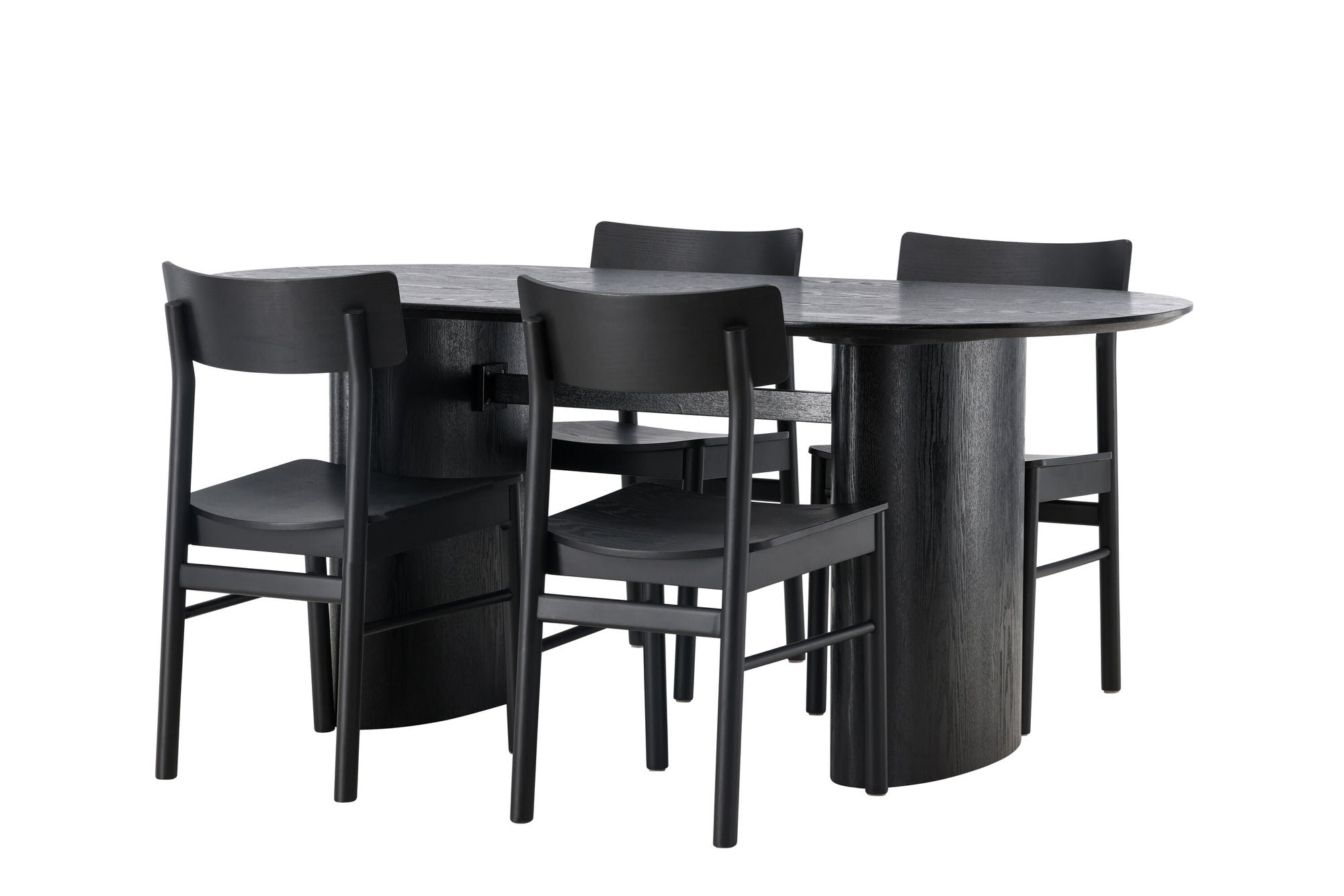Venture Home Isolde spisebord 180*75 - Black / Black MDF +Montros Spisebordsstol - Natural / Natural Rubberwood _4