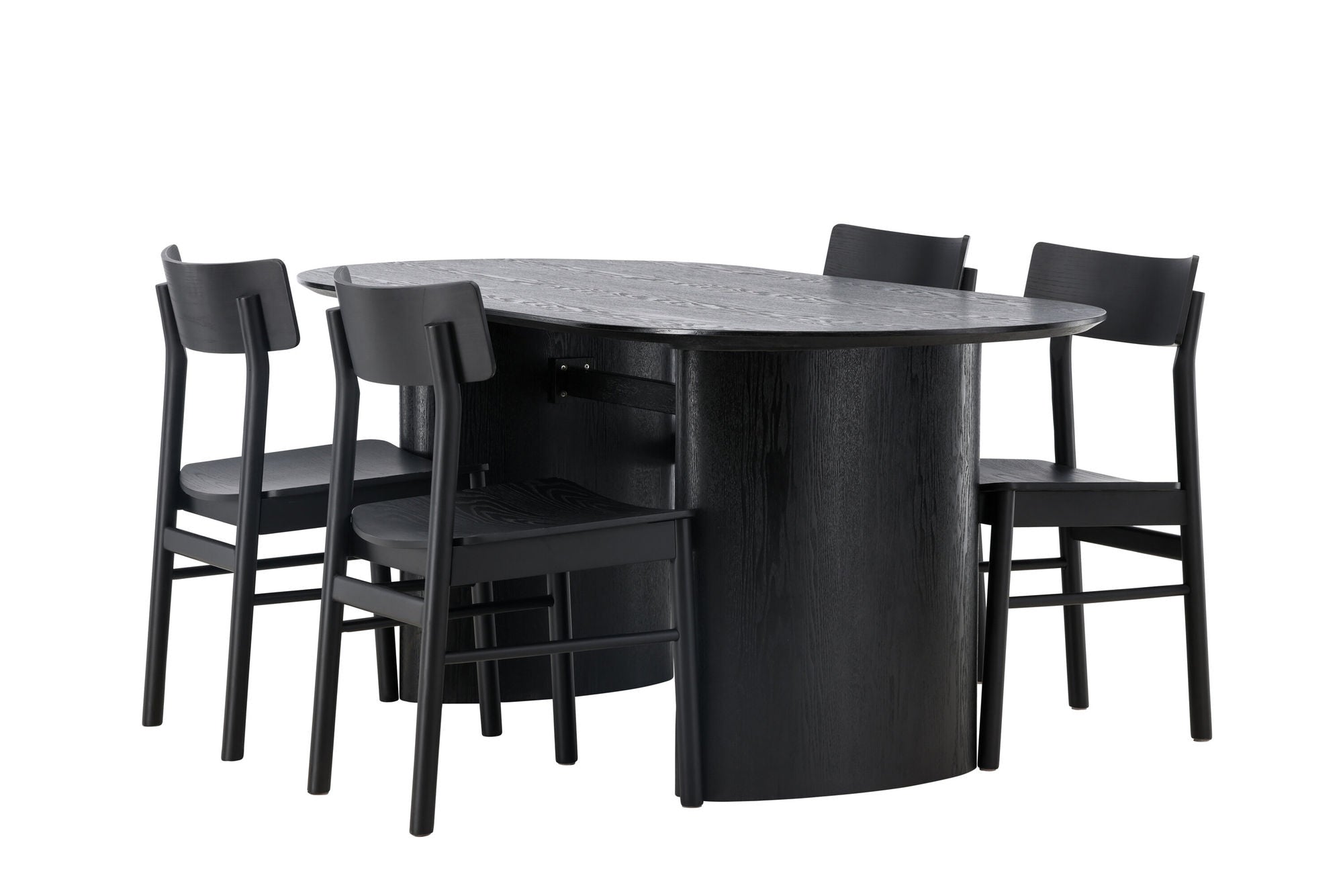 Venture Home Isolde spisebord 180*75 - Black / Black MDF +Montros Spisebordsstol - Natural / Natural Rubberwood _4
