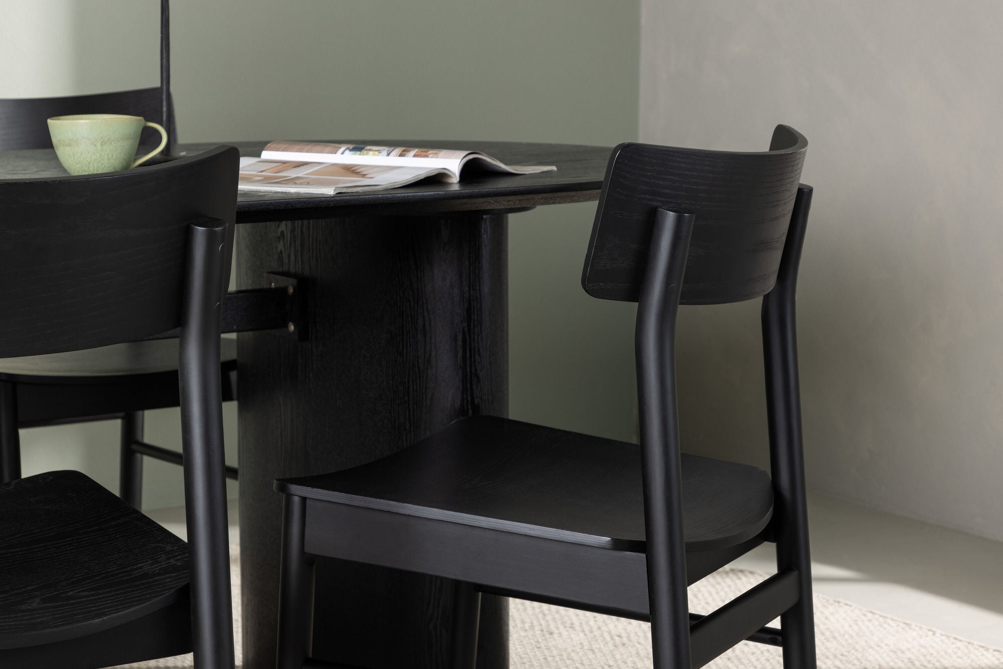 Venture Home Isolde spisebord 180*75 - Black / Black MDF +Montros Spisebordsstol - Natural / Natural Rubberwood _4