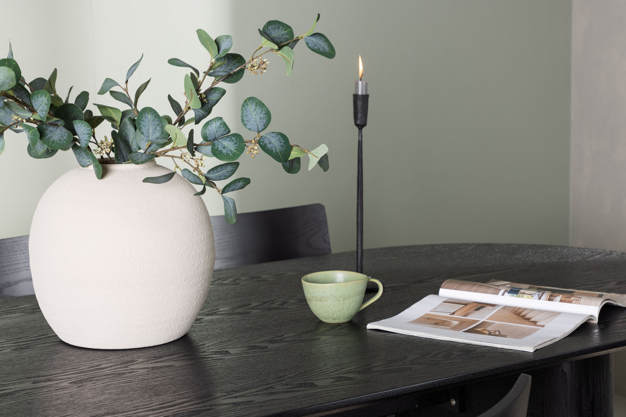 Venture Home Isolde spisebord 180*75 - Black / Black MDF +Montros Spisebordsstol - Natural / Natural Rubberwood _4
