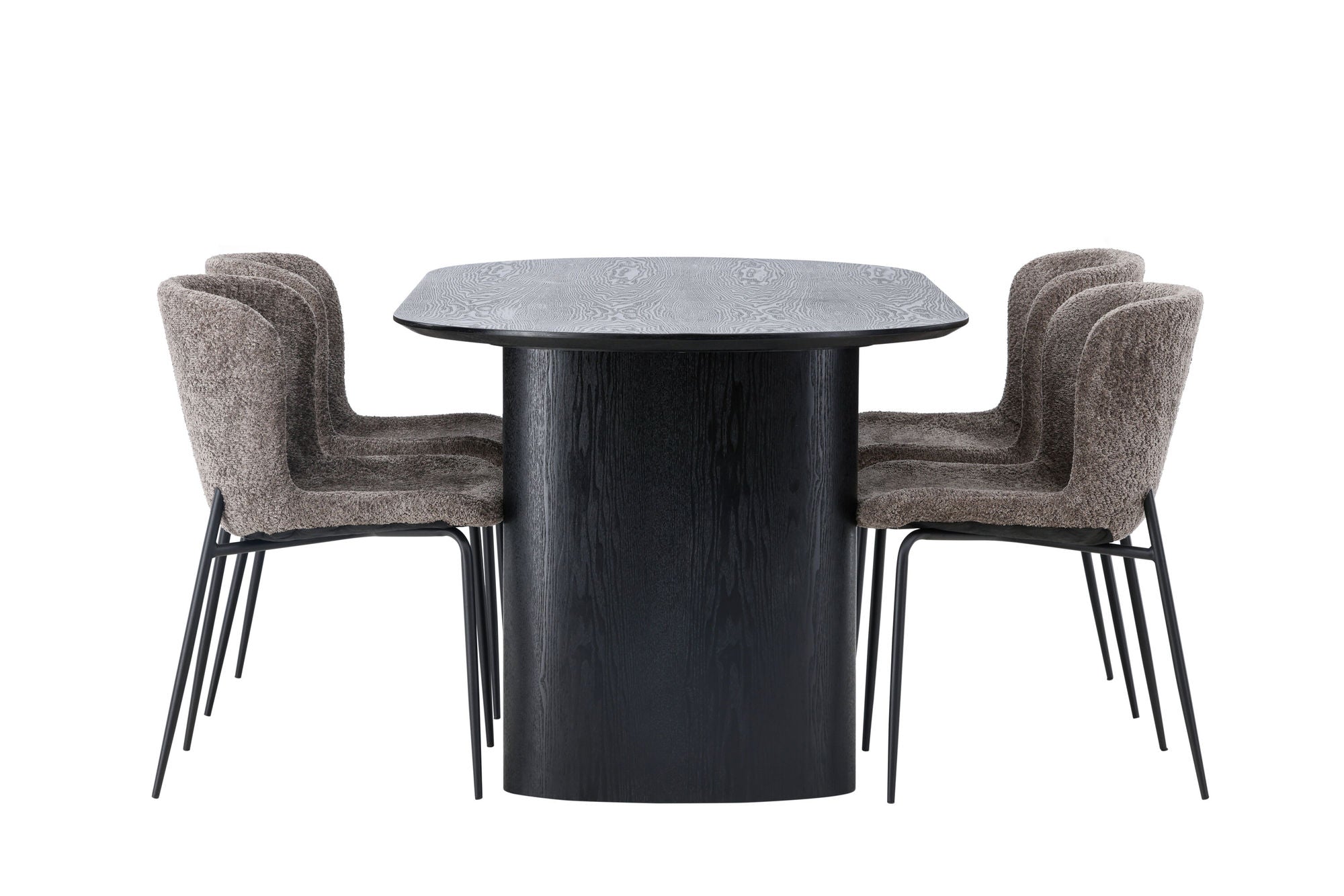 Venture Home Isolde spisebord 180*75 - Black / Black MDF +Modesto Spisebordsstol - Grey / Smoked Black Boucle _4