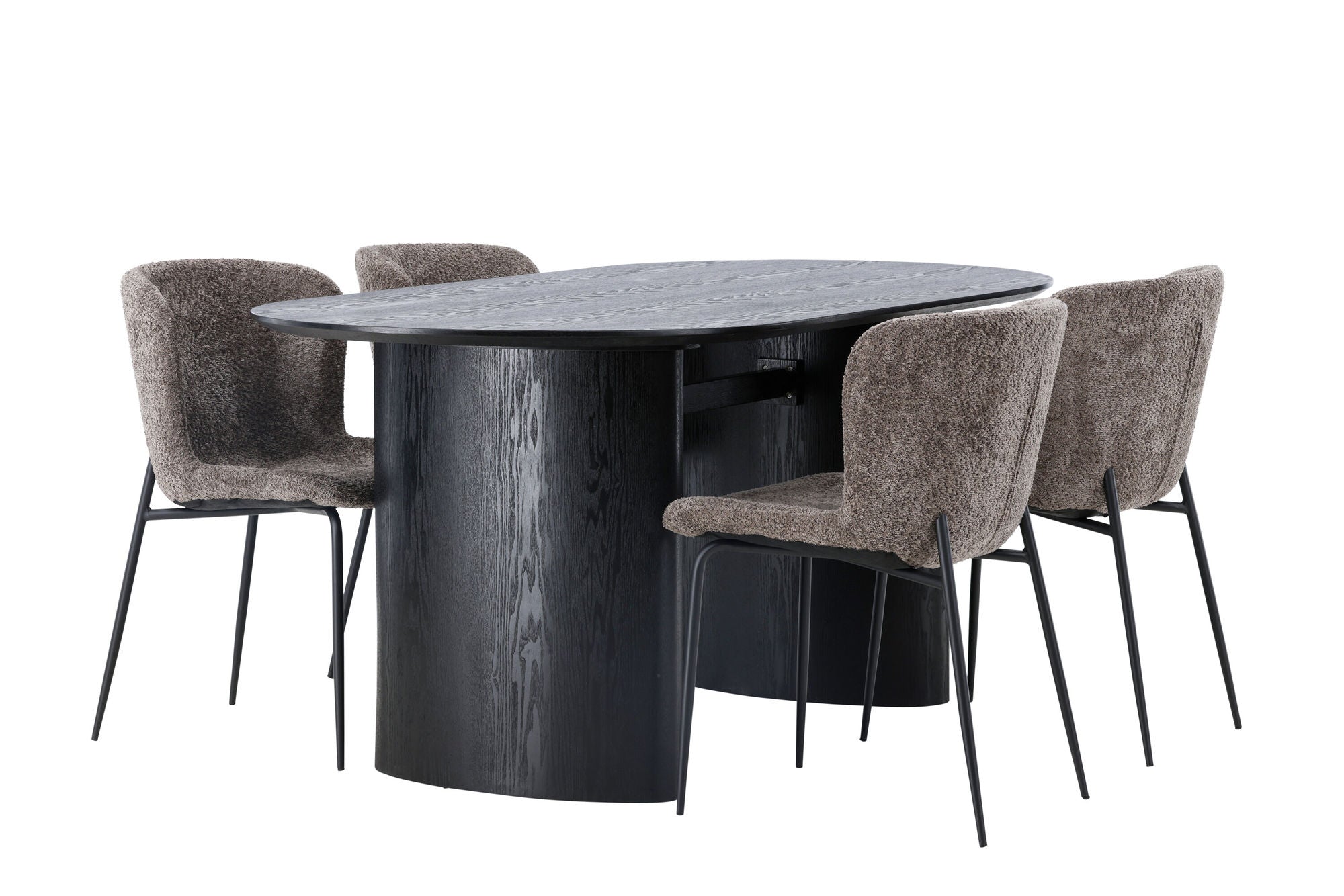 Venture Home Isolde spisebord 180*75 - Black / Black MDF +Modesto Spisebordsstol - Grey / Smoked Black Boucle _4