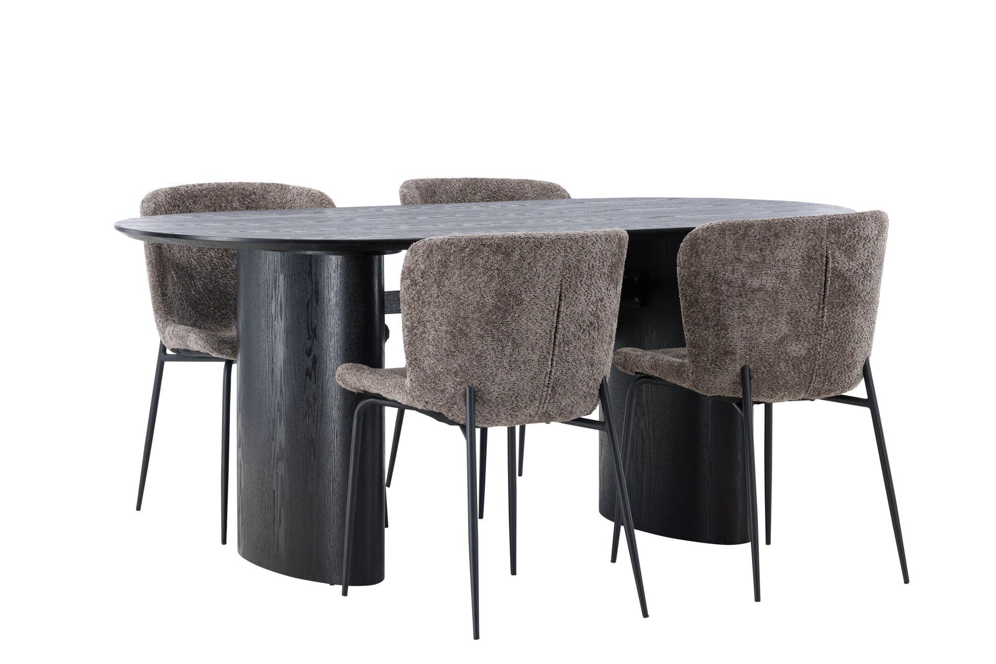 Venture Home Isolde spisebord 180*75 - Black / Black MDF +Modesto Spisebordsstol - Grey / Smoked Black Boucle _4