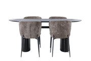 Venture Home Isolde spisebord 180*75 - Black / Black MDF +Modesto Spisebordsstol - Grey / Smoked Black Boucle _4
