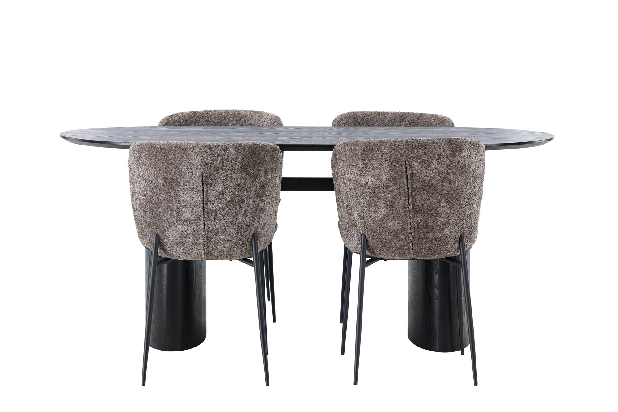 Venture Home Isolde spisebord 180*75 - Black / Black MDF +Modesto Spisebordsstol - Grey / Smoked Black Boucle _4