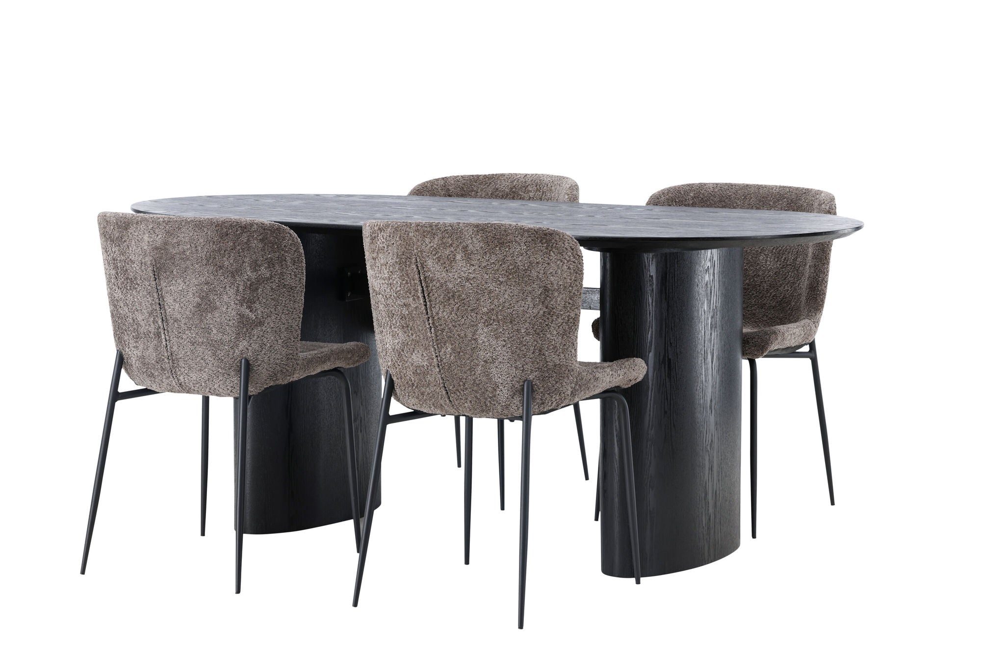Venture Home Isolde spisebord 180*75 - Black / Black MDF +Modesto Spisebordsstol - Grey / Smoked Black Boucle _4