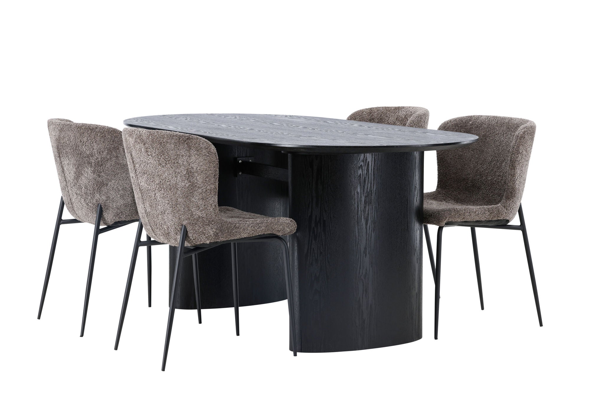 Venture Home Isolde spisebord 180*75 - Black / Black MDF +Modesto Spisebordsstol - Grey / Smoked Black Boucle _4