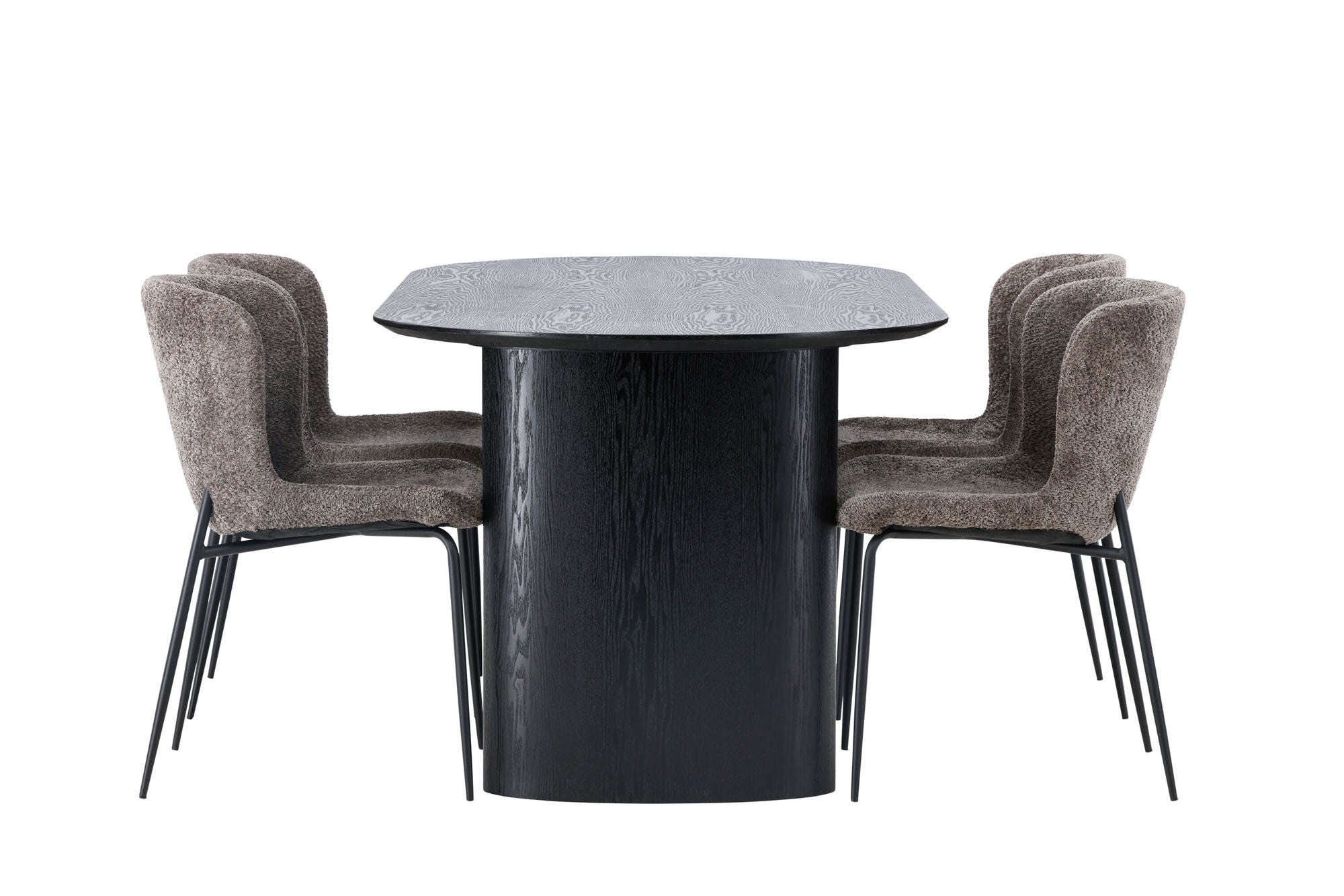 Venture Home Isolde spisebord 180*75 - Black / Black MDF +Modesto Spisebordsstol - Grey / Smoked Black Boucle _4