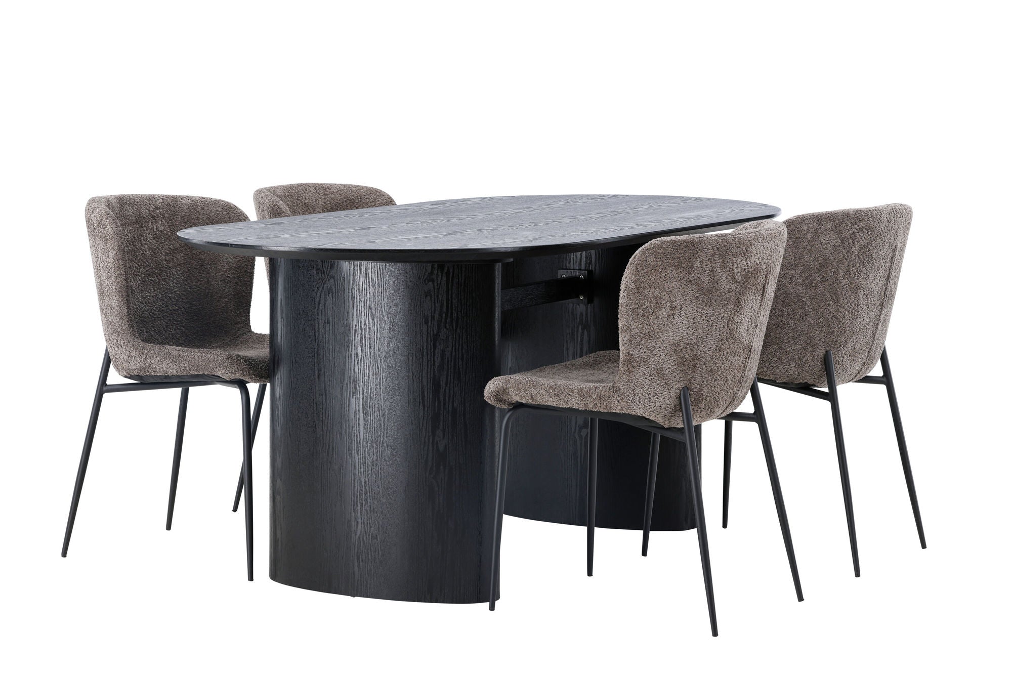 Venture Home Isolde spisebord 180*75 - Black / Black MDF +Modesto Spisebordsstol - Grey / Smoked Black Boucle _4