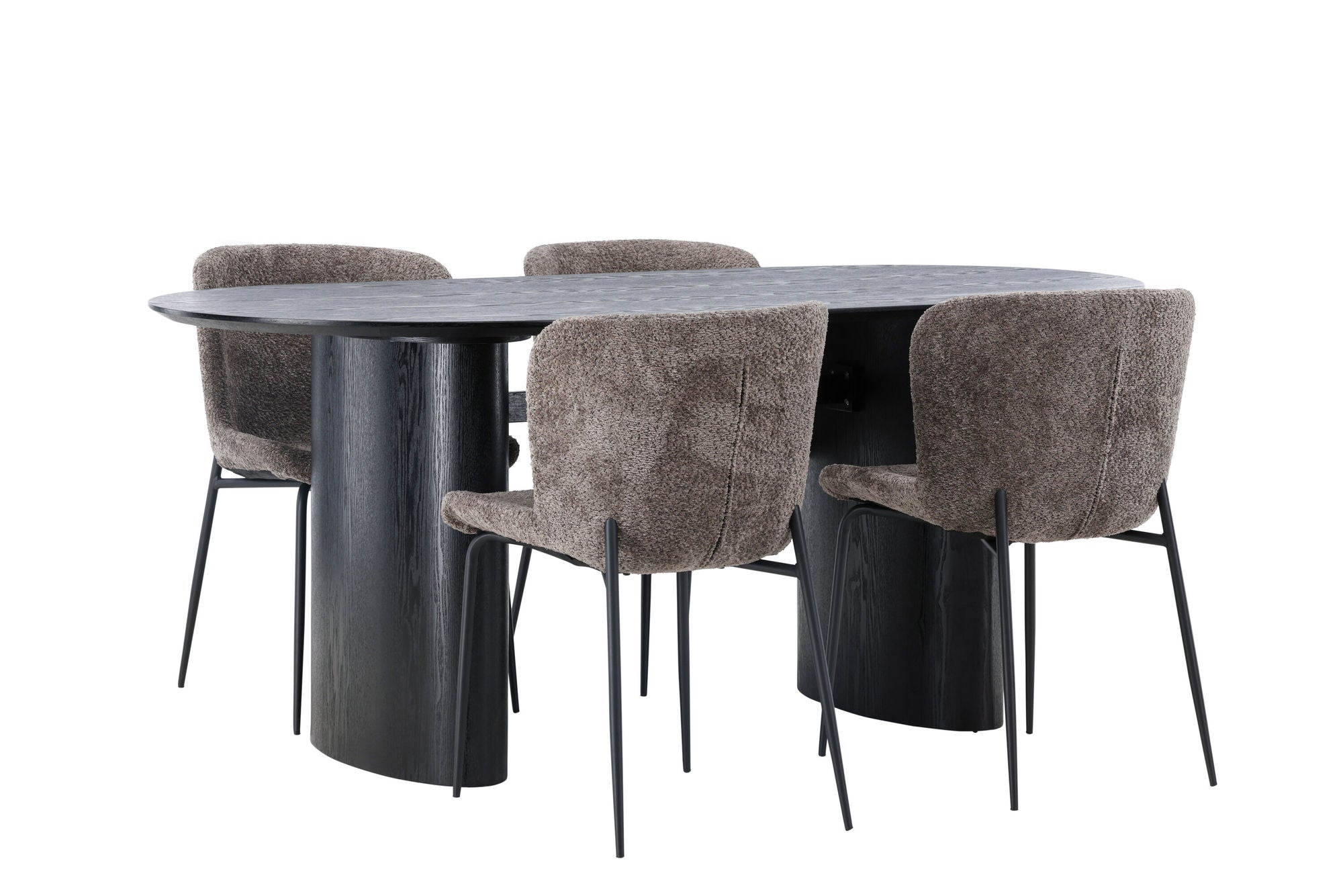 Venture Home Isolde spisebord 180*75 - Black / Black MDF +Modesto Spisebordsstol - Grey / Smoked Black Boucle _4