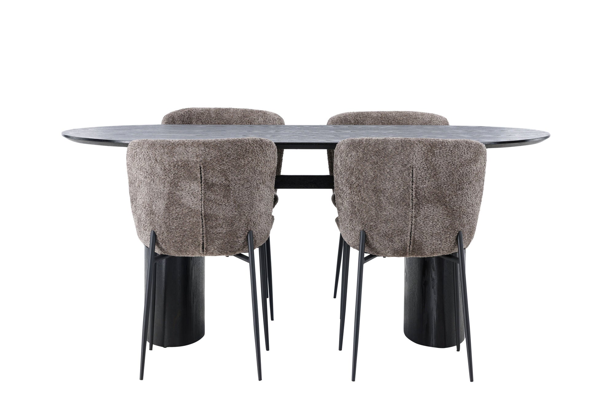 Venture Home Isolde spisebord 180*75 - Black / Black MDF +Modesto Spisebordsstol - Grey / Smoked Black Boucle _4