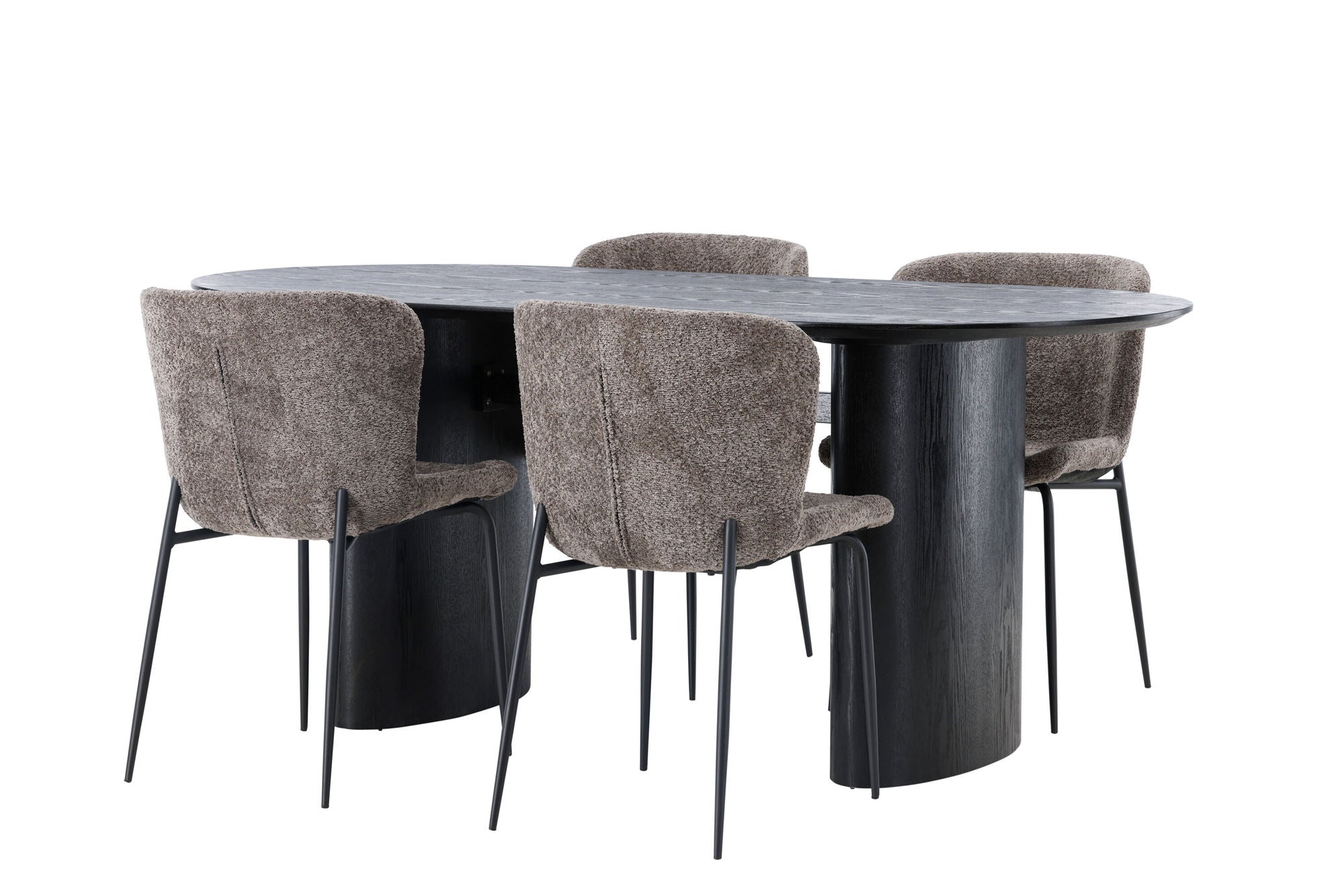 Venture Home Isolde spisebord 180*75 - Black / Black MDF +Modesto Spisebordsstol - Grey / Smoked Black Boucle _4