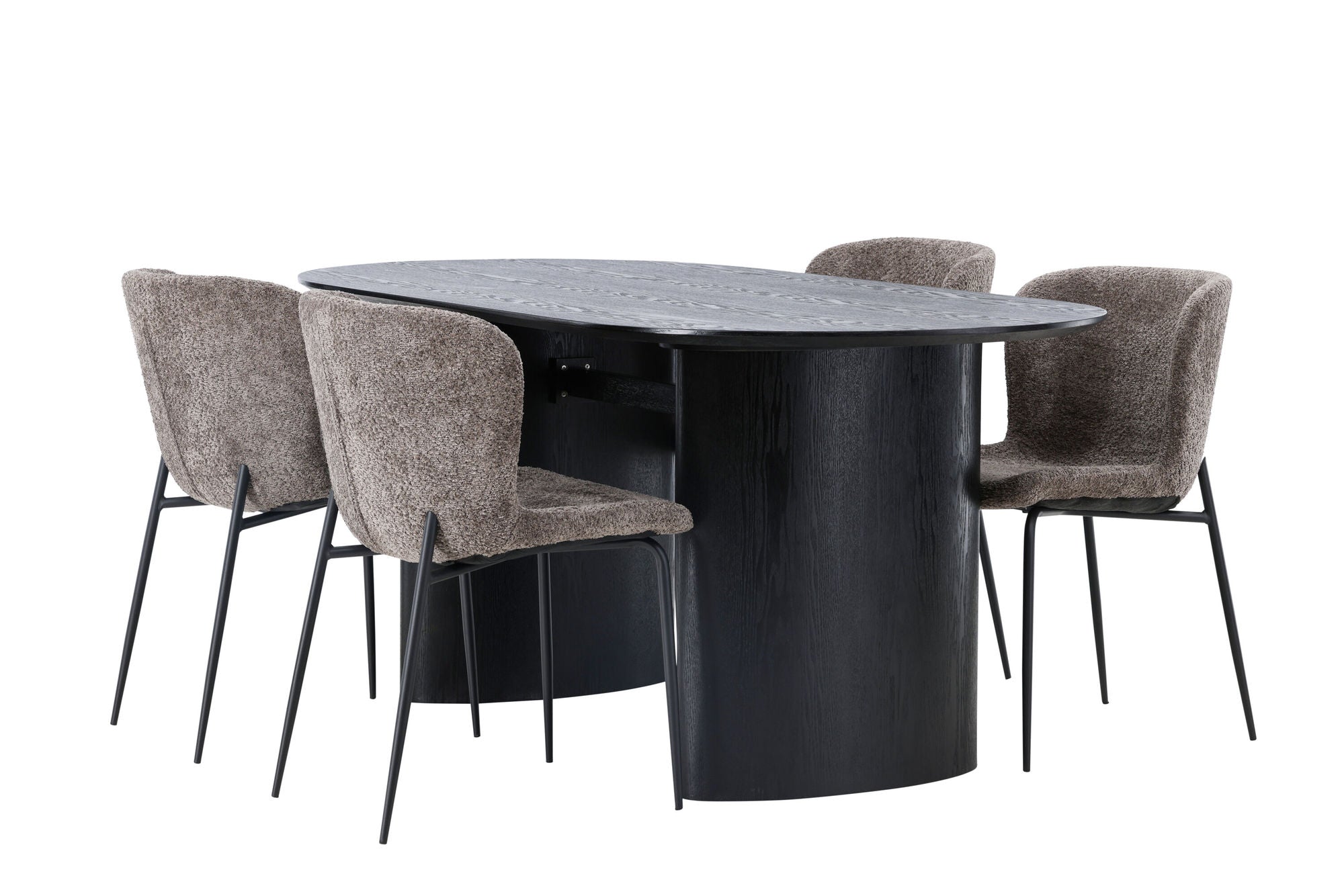Venture Home Isolde spisebord 180*75 - Black / Black MDF +Modesto Spisebordsstol - Grey / Smoked Black Boucle _4