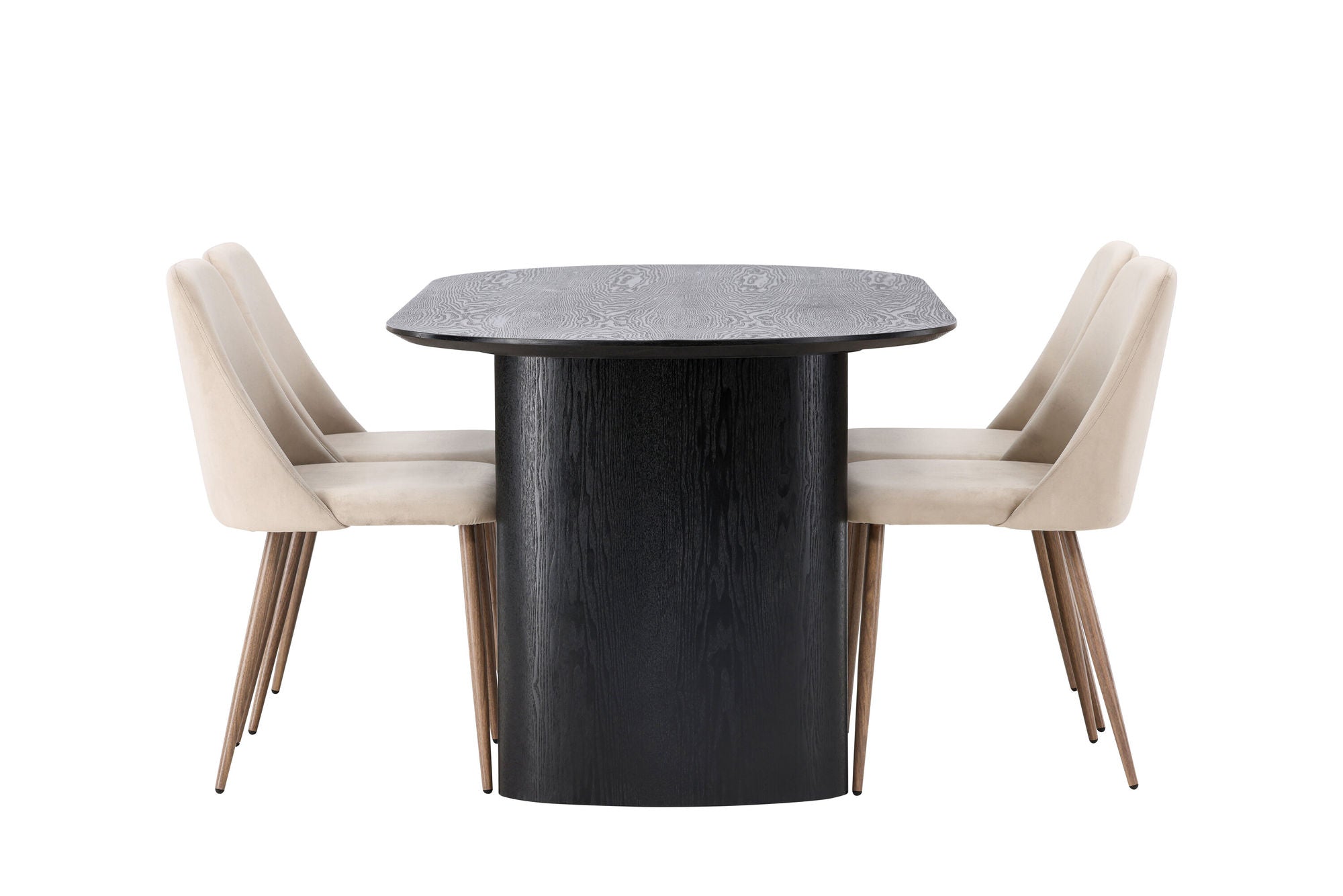 Venture Home Isolde spisebord 180*75 - Black / Black MDF +Night Spisebordsstol - Dark walnut / Mocca / Brown Fabric _4