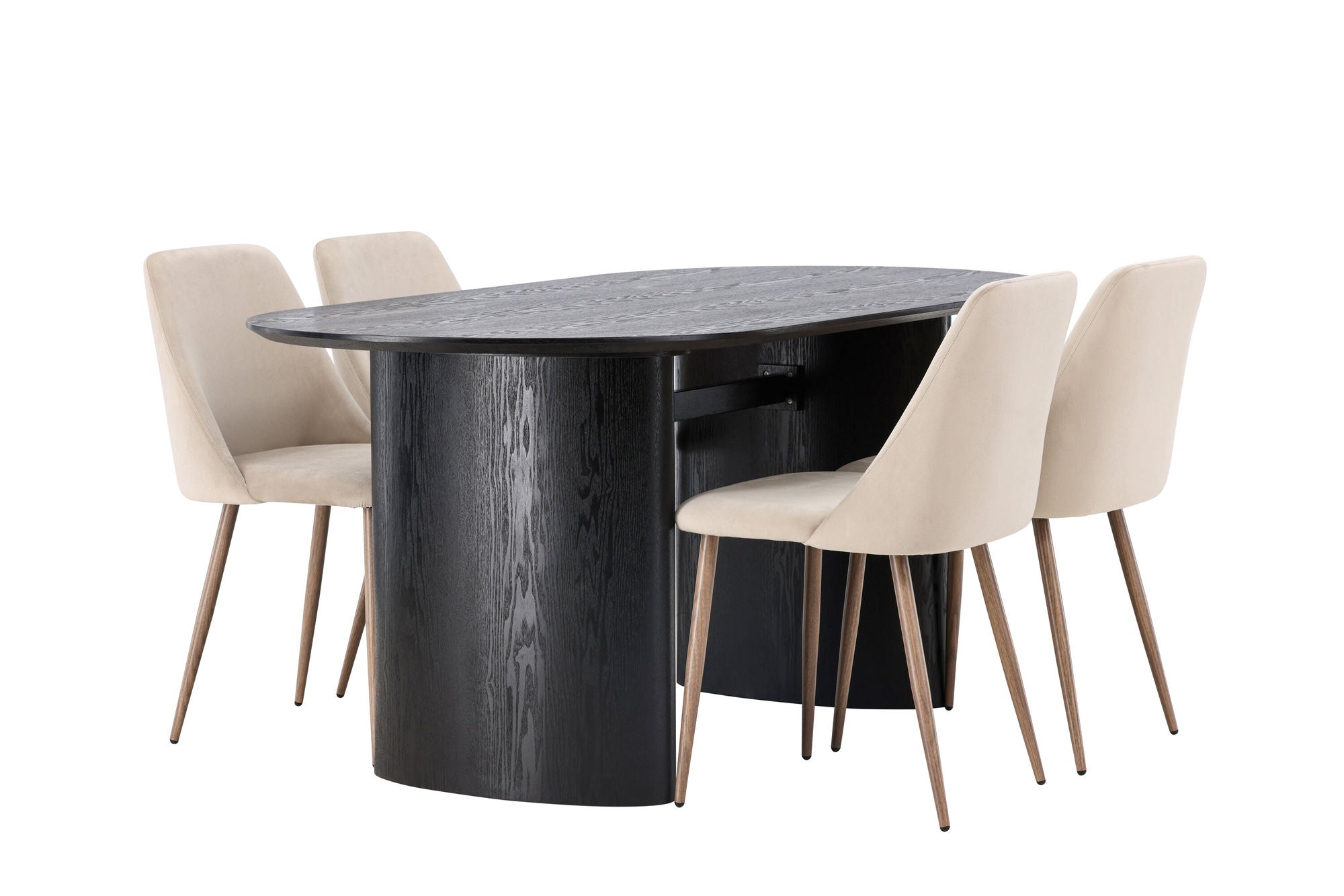 Venture Home Isolde spisebord 180*75 - Black / Black MDF +Night Spisebordsstol - Dark walnut / Mocca / Brown Fabric _4
