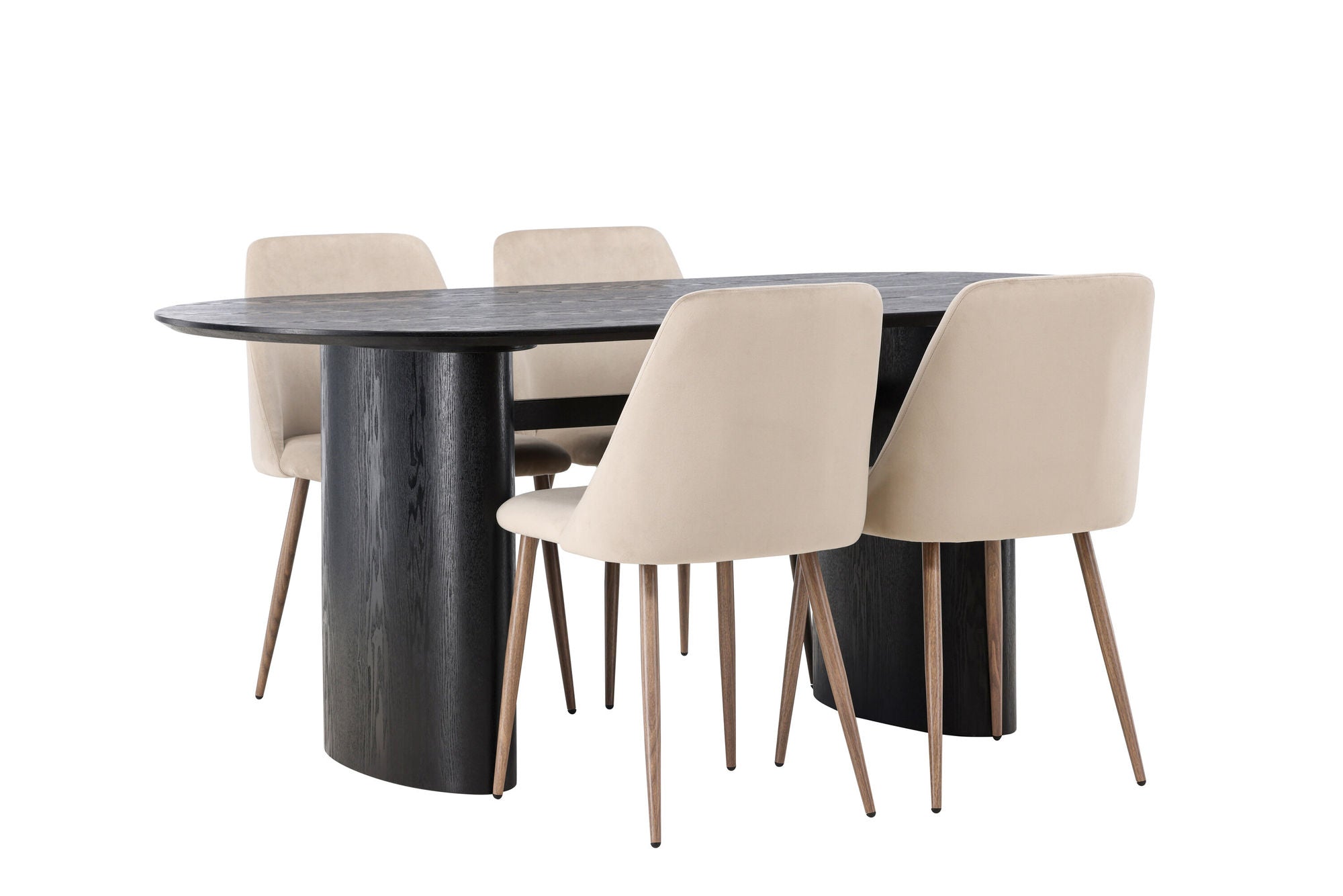 Venture Home Isolde spisebord 180*75 - Black / Black MDF +Night Spisebordsstol - Dark walnut / Mocca / Brown Fabric _4