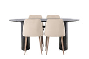 Venture Home Isolde spisebord 180*75 - Black / Black MDF +Night Spisebordsstol - Dark walnut / Mocca / Brown Fabric _4