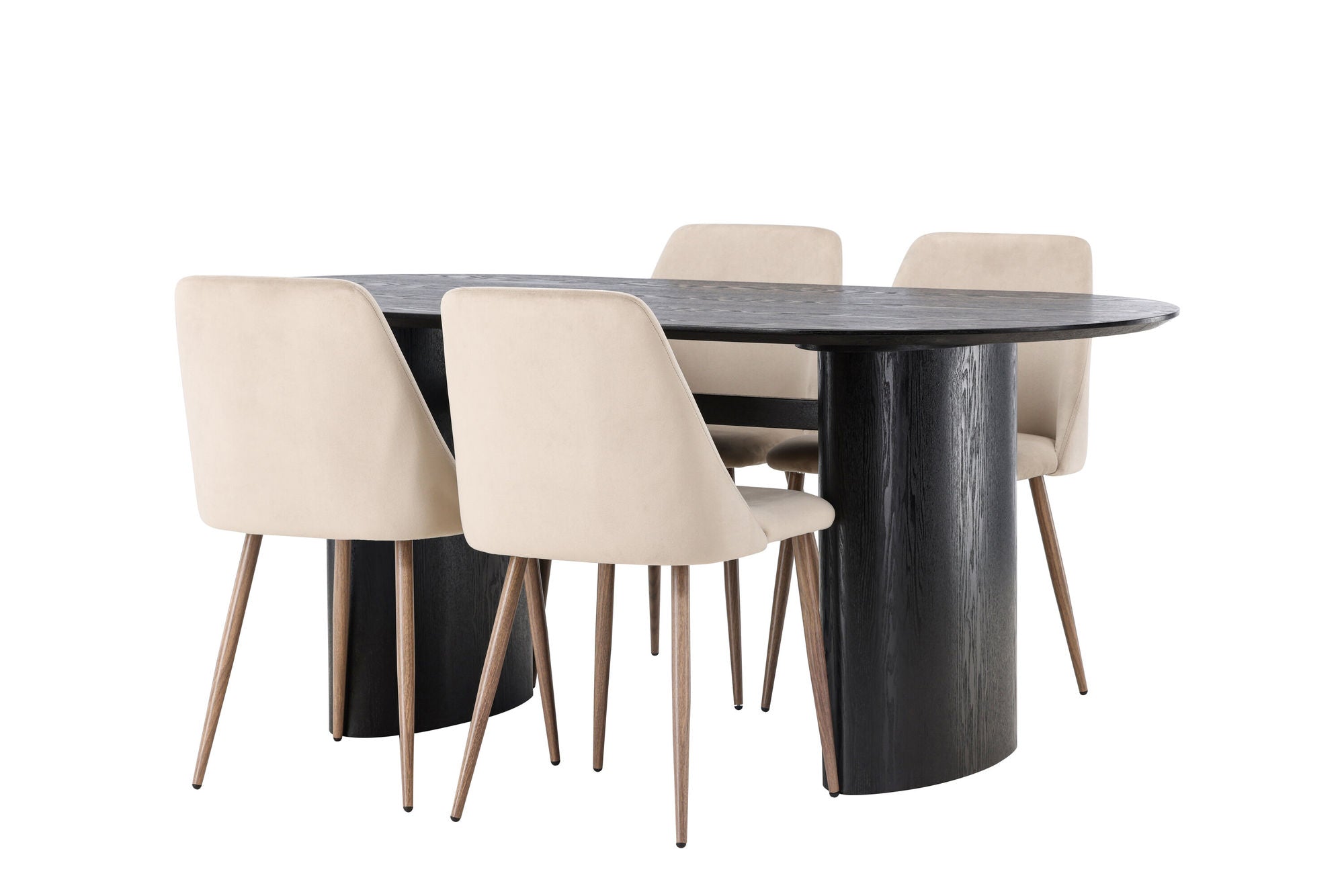 Venture Home Isolde spisebord 180*75 - Black / Black MDF +Night Spisebordsstol - Dark walnut / Mocca / Brown Fabric _4