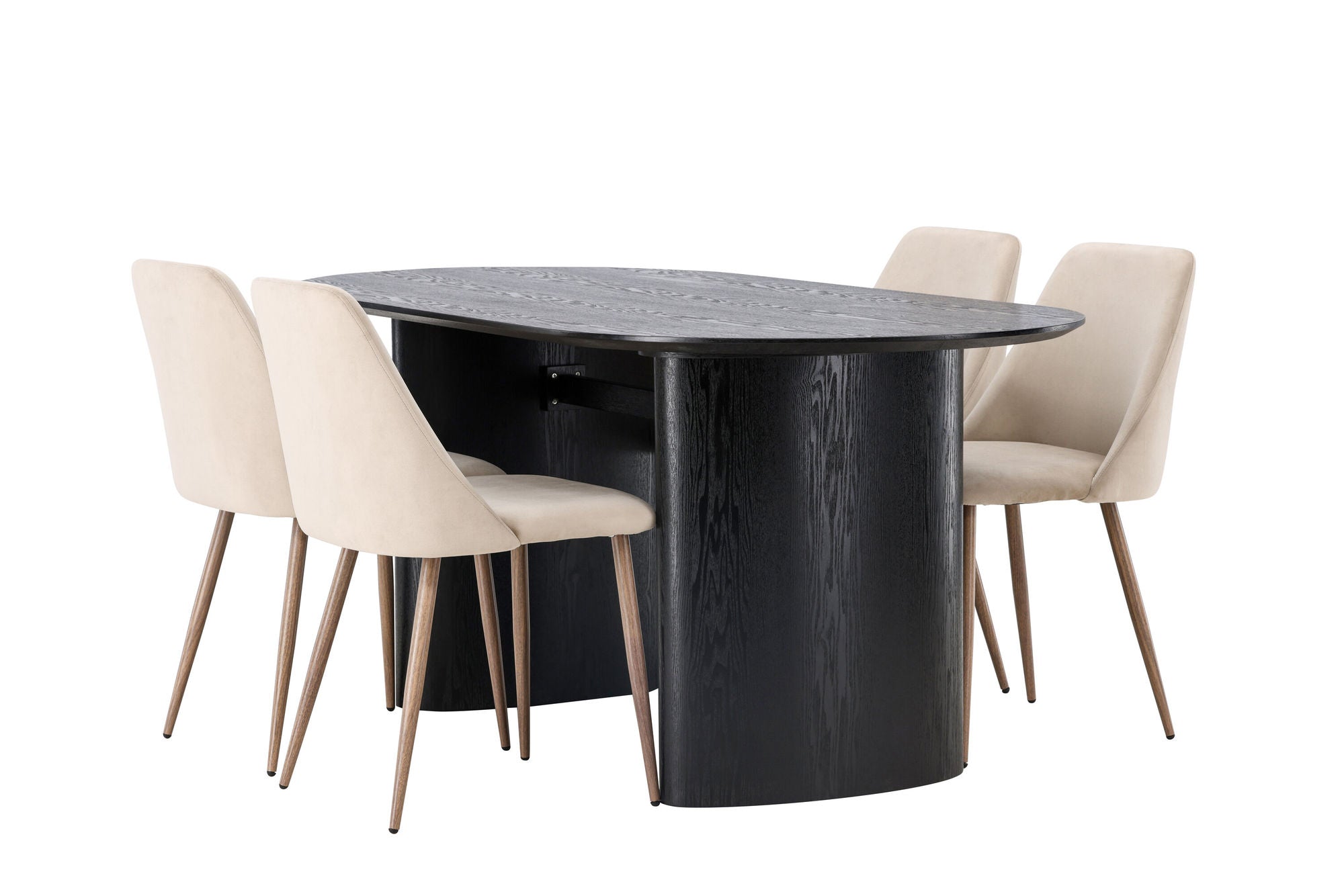 Venture Home Isolde spisebord 180*75 - Black / Black MDF +Night Spisebordsstol - Dark walnut / Mocca / Brown Fabric _4