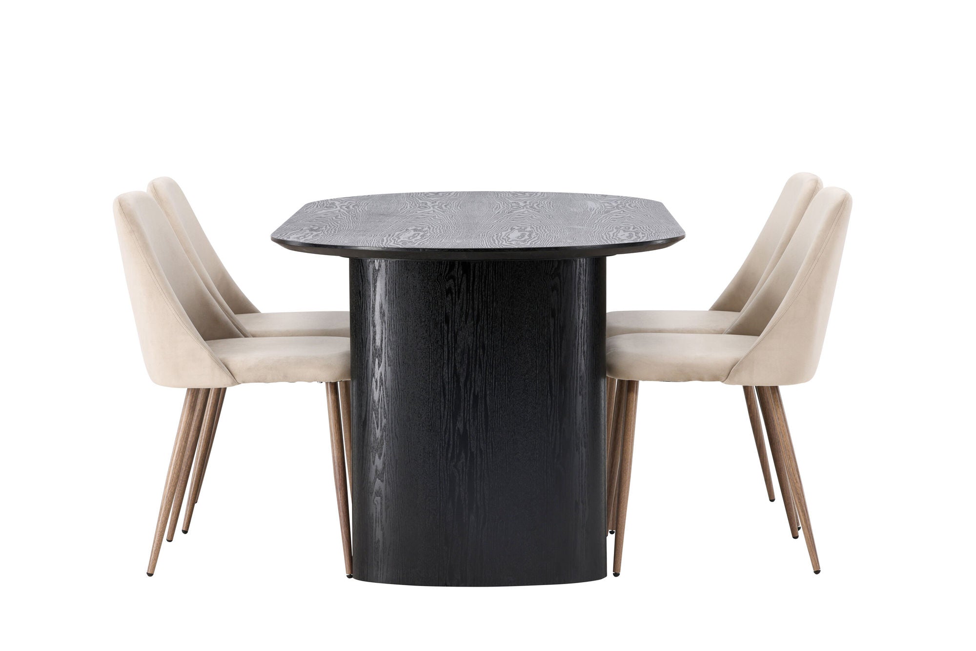 Venture Home Isolde spisebord 180*75 - Black / Black MDF +Night Spisebordsstol - Dark walnut / Mocca / Brown Fabric _4