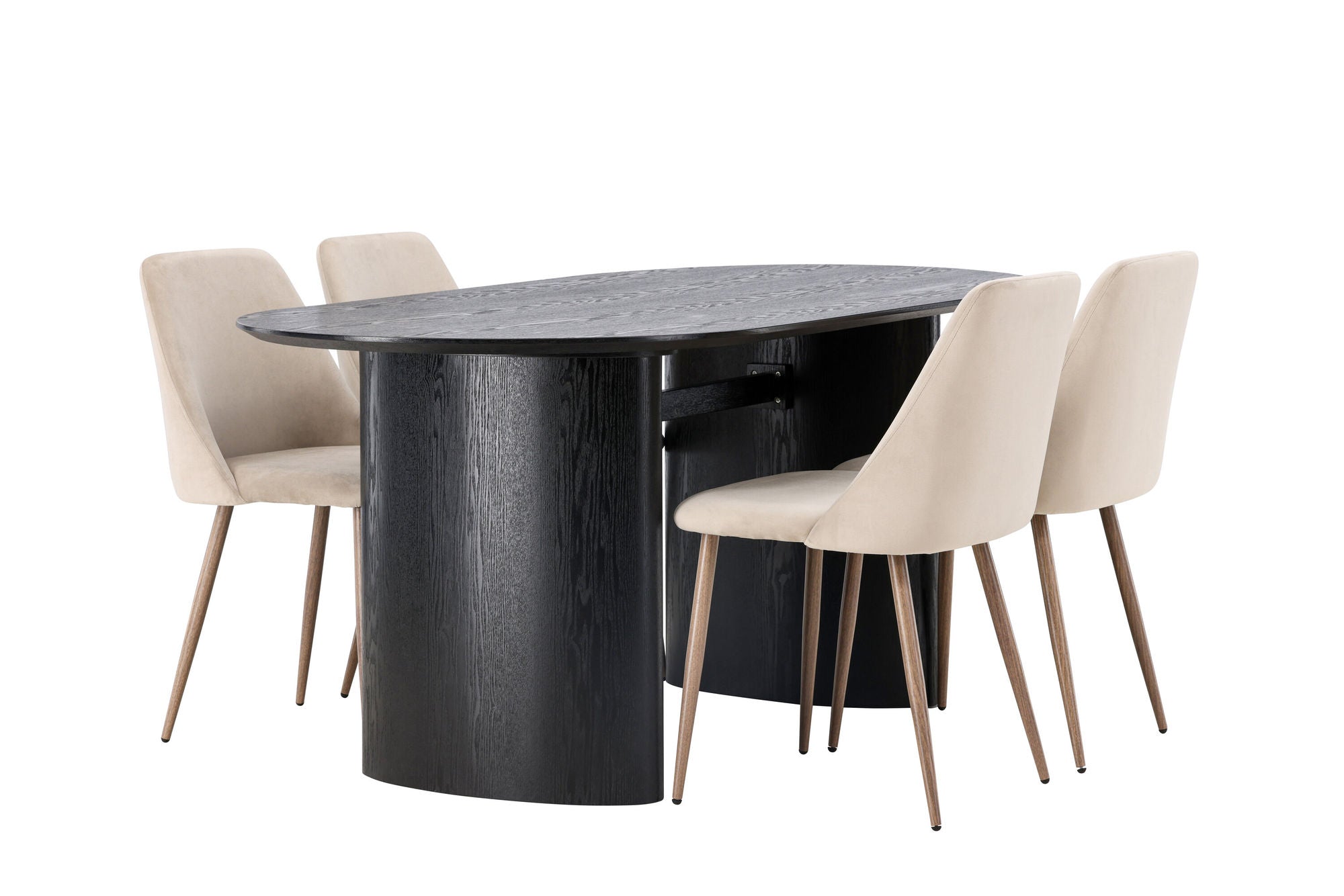 Venture Home Isolde spisebord 180*75 - Black / Black MDF +Night Spisebordsstol - Dark walnut / Mocca / Brown Fabric _4