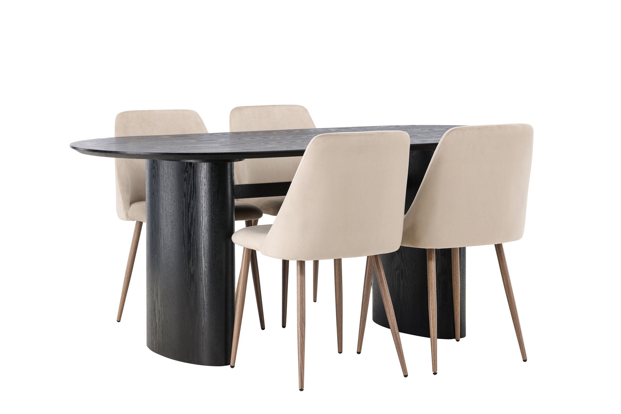 Venture Home Isolde spisebord 180*75 - Black / Black MDF +Night Spisebordsstol - Dark walnut / Mocca / Brown Fabric _4