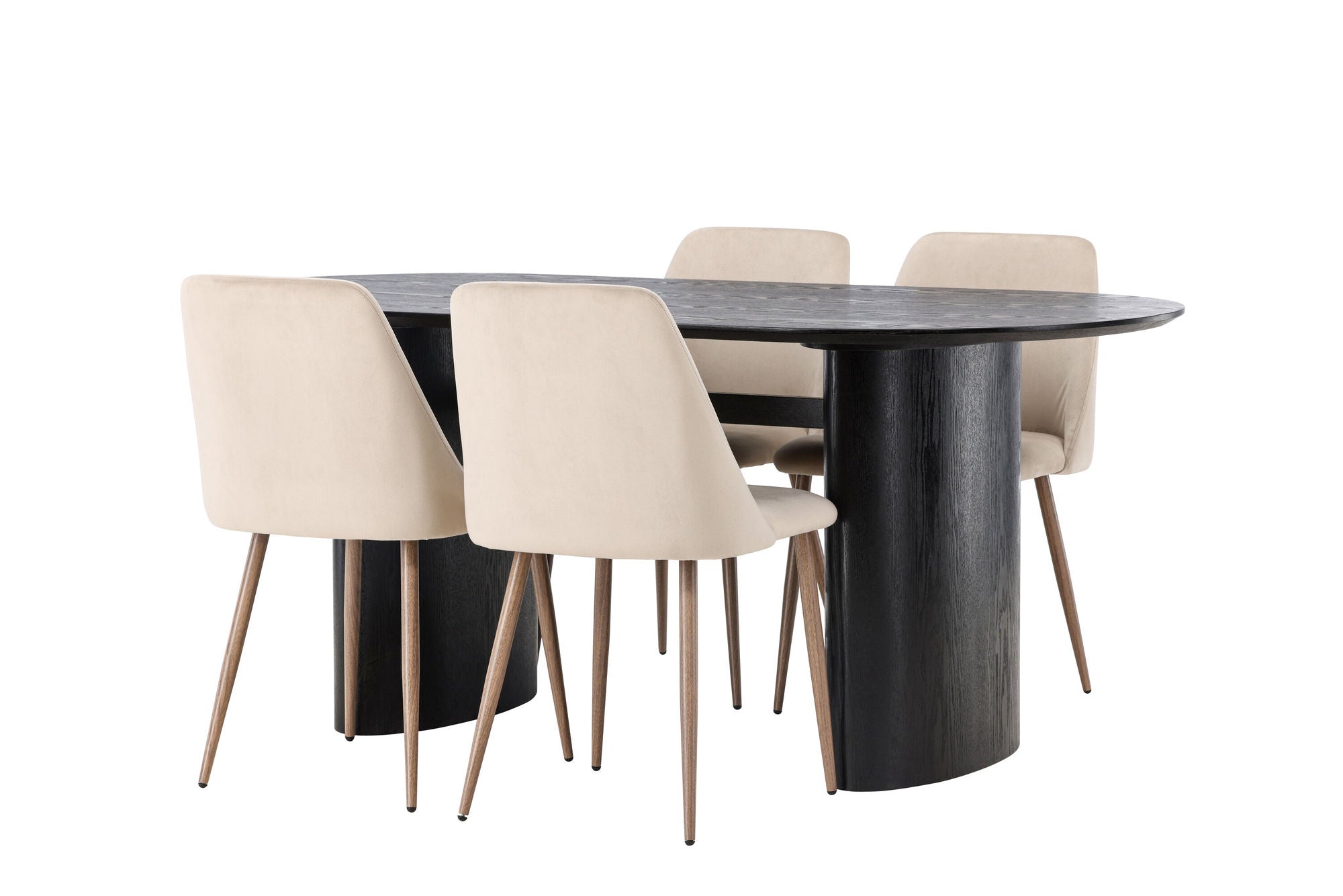 Venture Home Isolde spisebord 180*75 - Black / Black MDF +Night Spisebordsstol - Dark walnut / Mocca / Brown Fabric _4