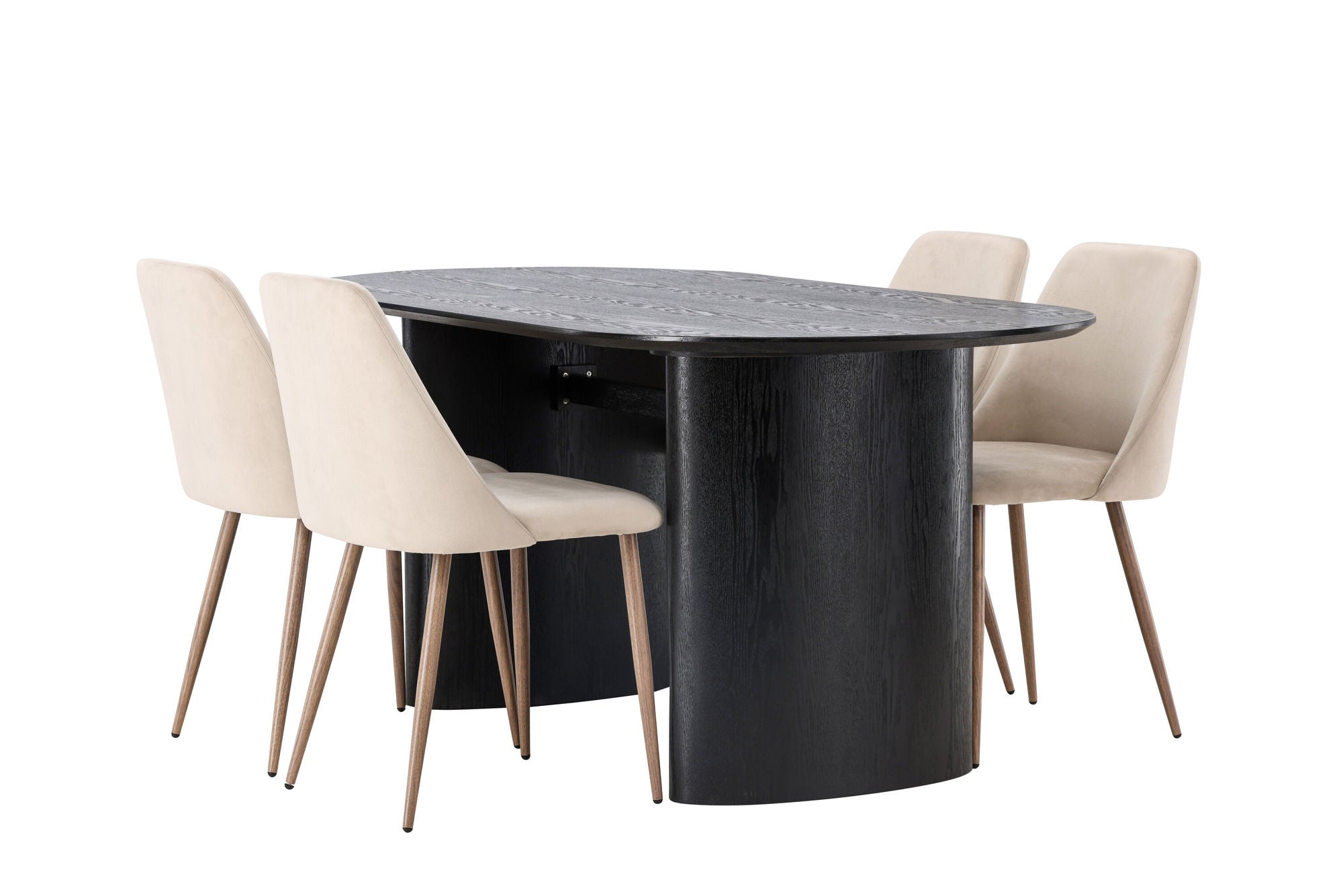 Venture Home Isolde spisebord 180*75 - Black / Black MDF +Night Spisebordsstol - Dark walnut / Mocca / Brown Fabric _4
