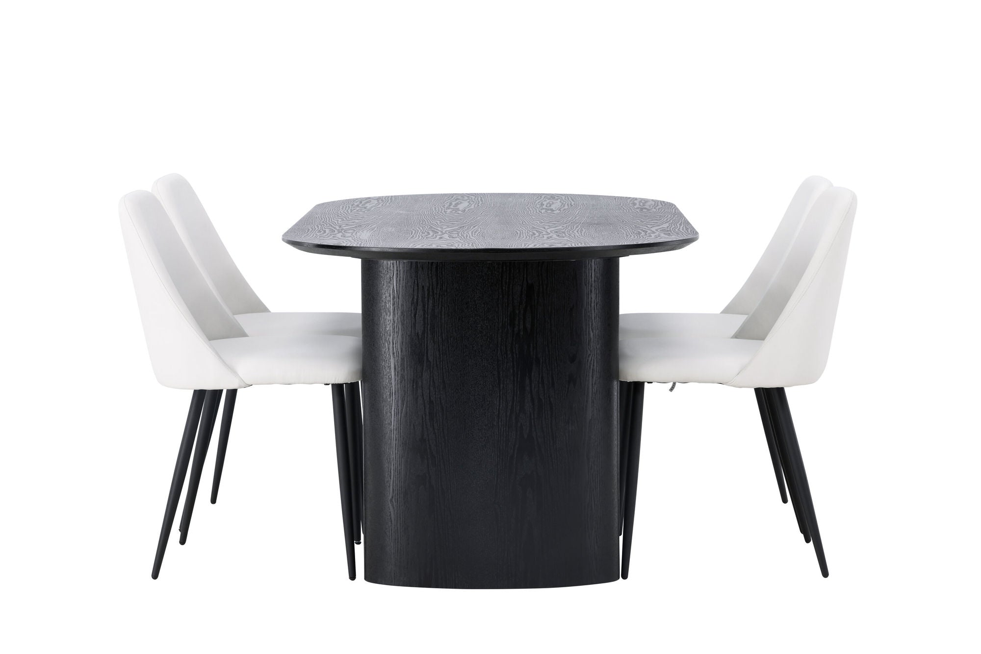 Venture Home Isolde spisebord 180*75 - Black / Black MDF +Night Spisebordsstol - Black / White PU _4