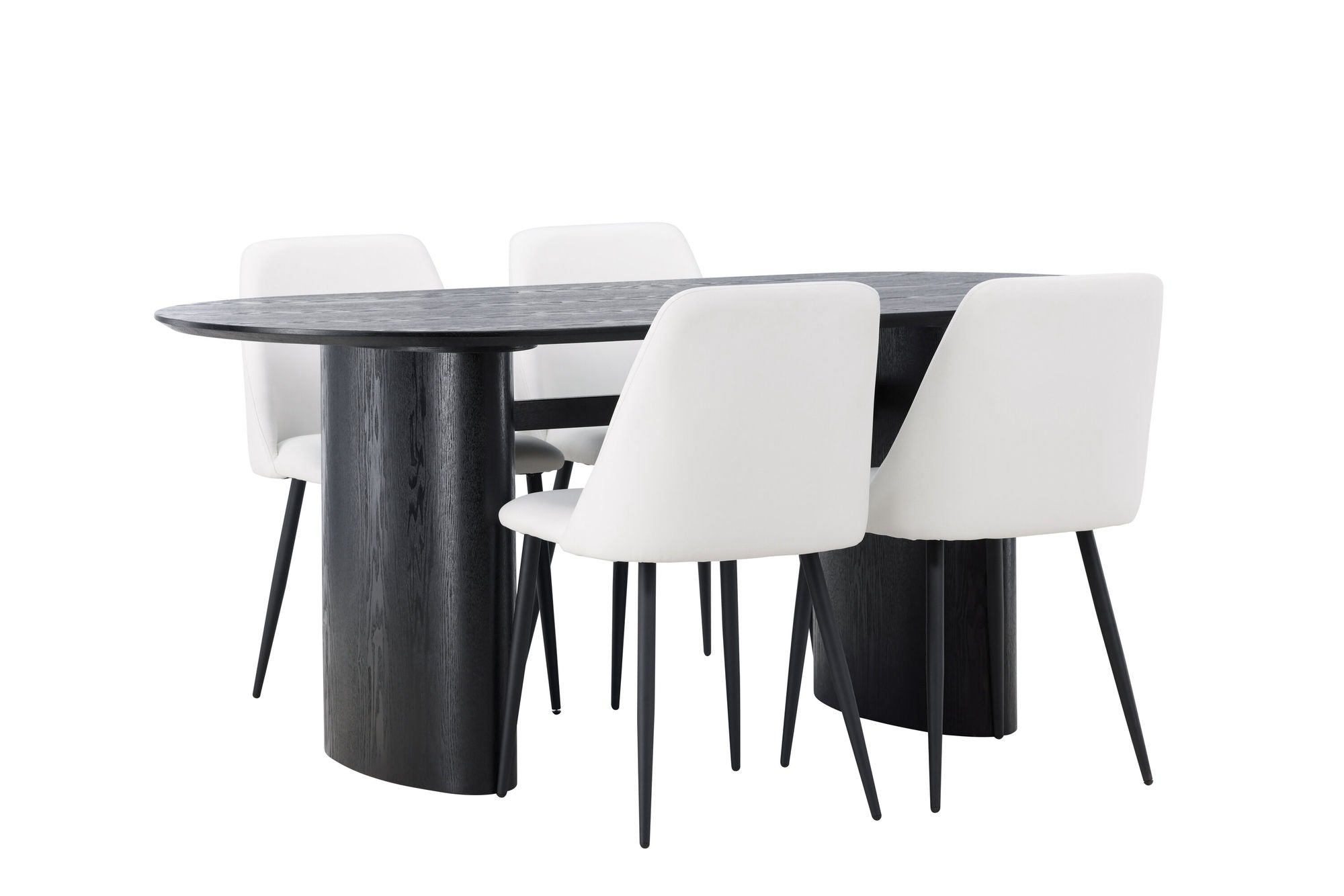 Venture Home Isolde spisebord 180*75 - Black / Black MDF +Night Spisebordsstol - Black / White PU _4