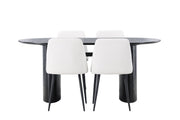 Venture Home Isolde spisebord 180*75 - Black / Black MDF +Night Spisebordsstol - Black / White PU _4