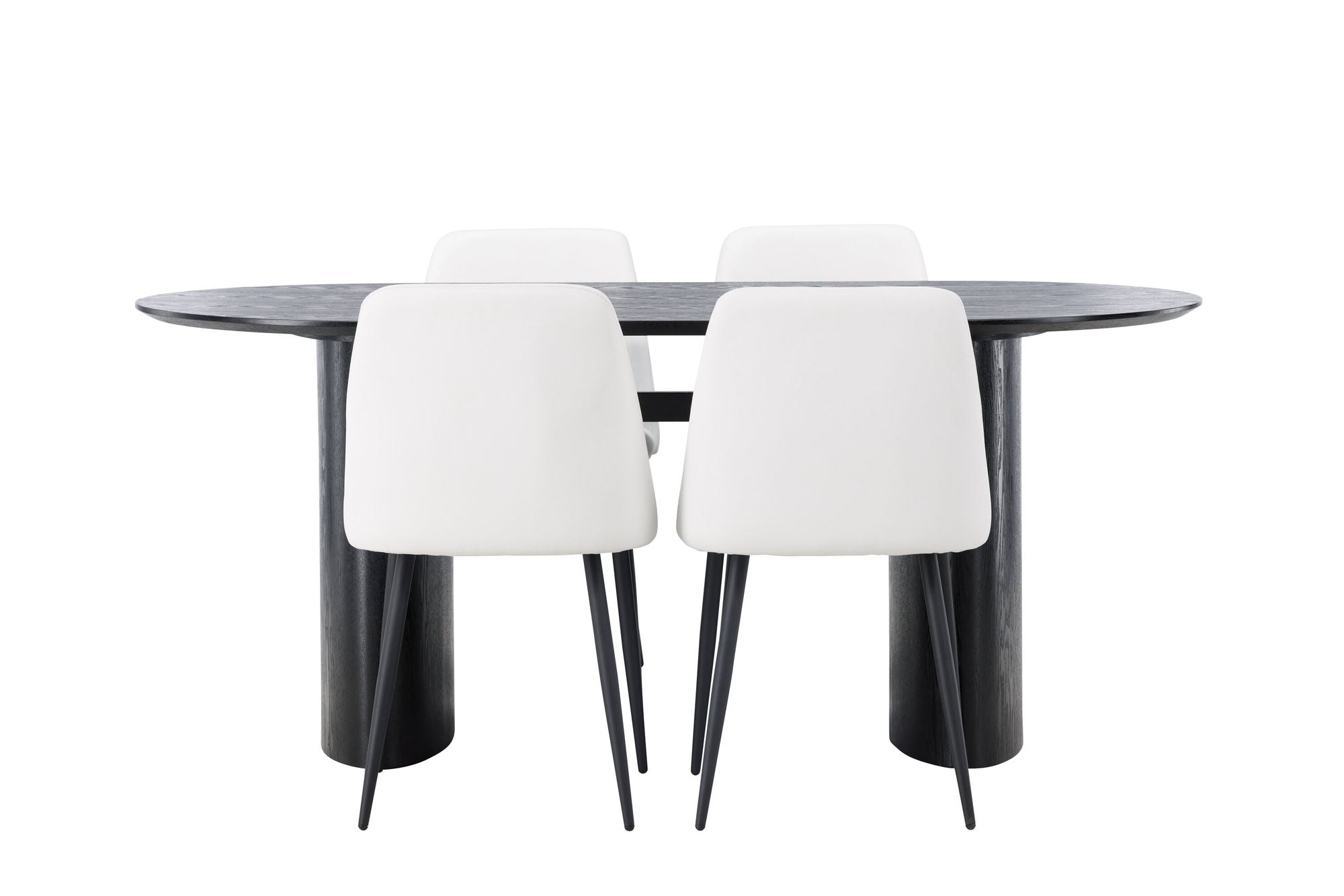 Venture Home Isolde spisebord 180*75 - Black / Black MDF +Night Spisebordsstol - Black / White PU _4