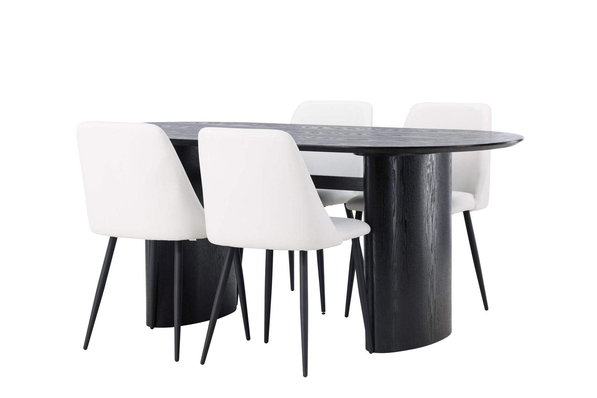 Venture Home Isolde spisebord 180*75 - Black / Black MDF +Night Spisebordsstol - Black / White PU _4