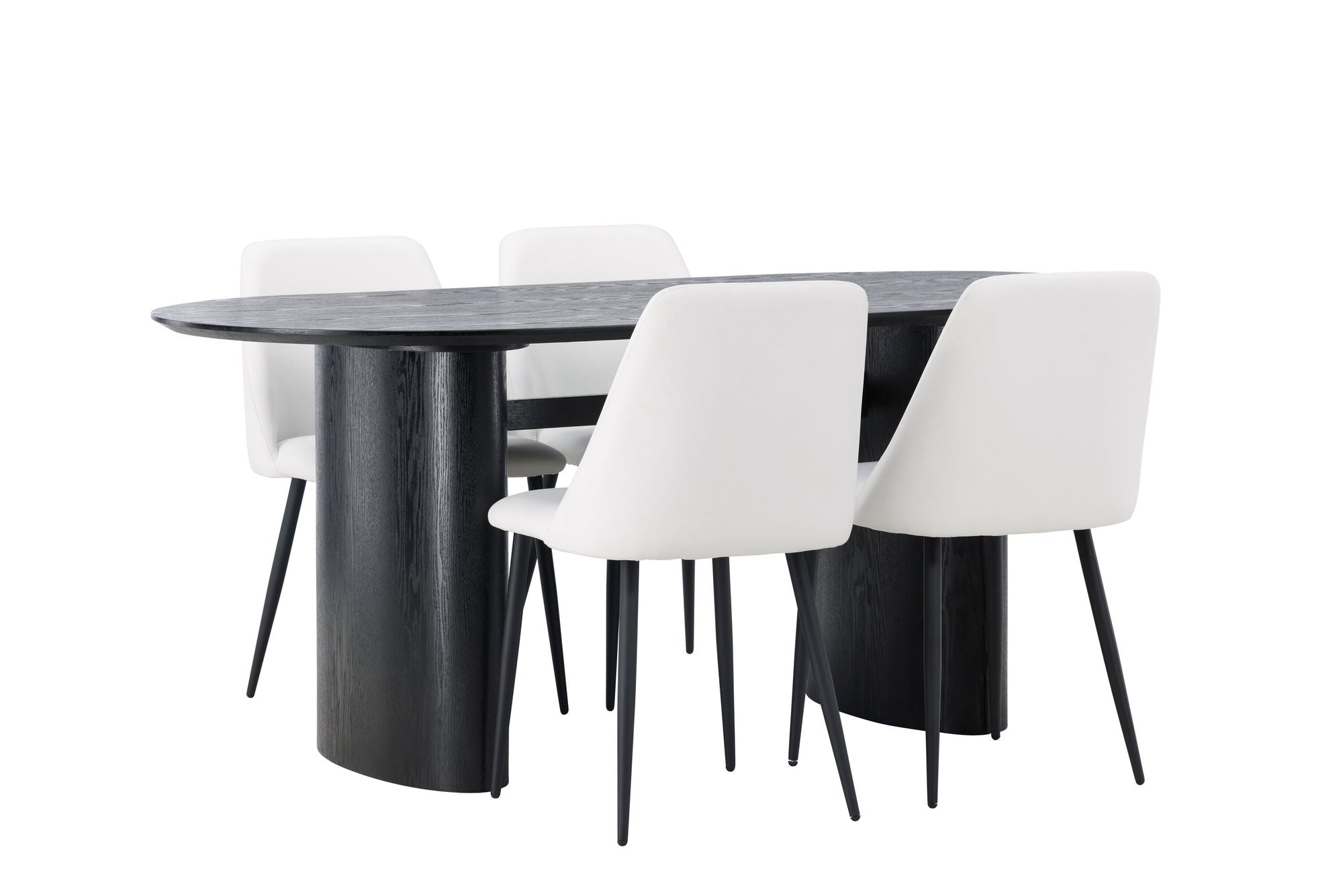 Venture Home Isolde spisebord 180*75 - Black / Black MDF +Night Spisebordsstol - Black / White PU _4