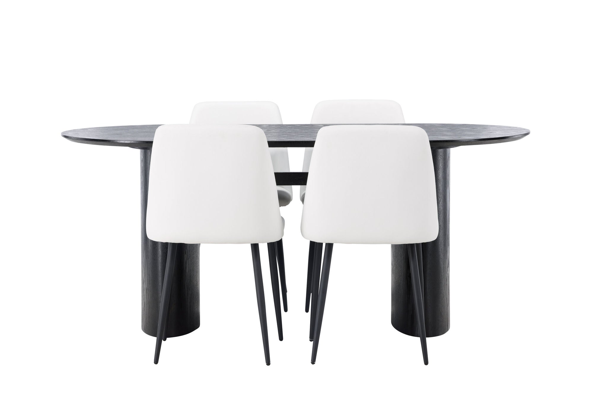 Venture Home Isolde spisebord 180*75 - Black / Black MDF +Night Spisebordsstol - Black / White PU _4