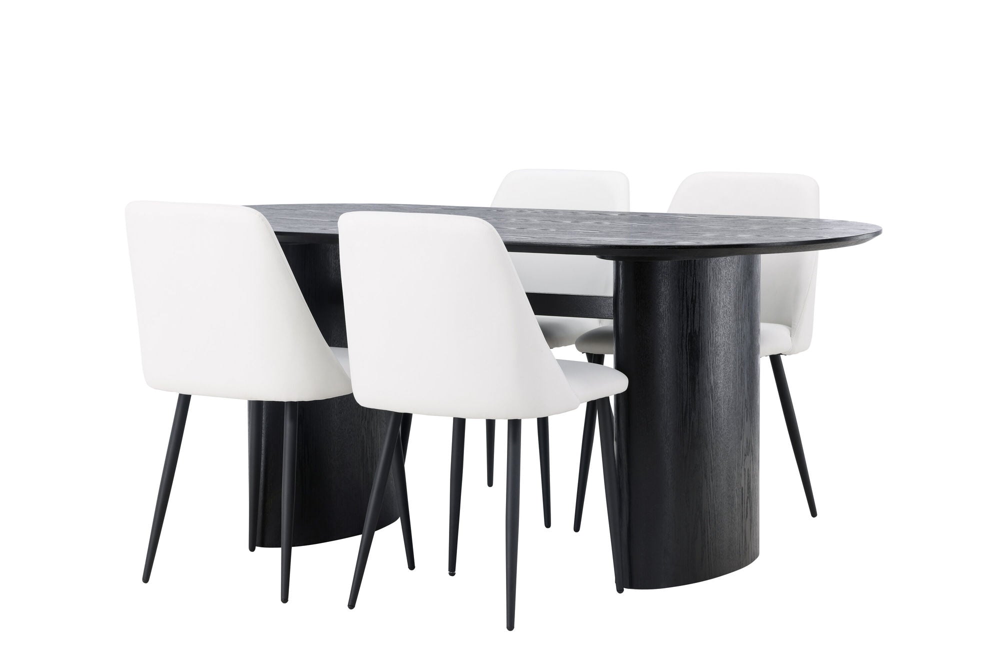 Venture Home Isolde spisebord 180*75 - Black / Black MDF +Night Spisebordsstol - Black / White PU _4