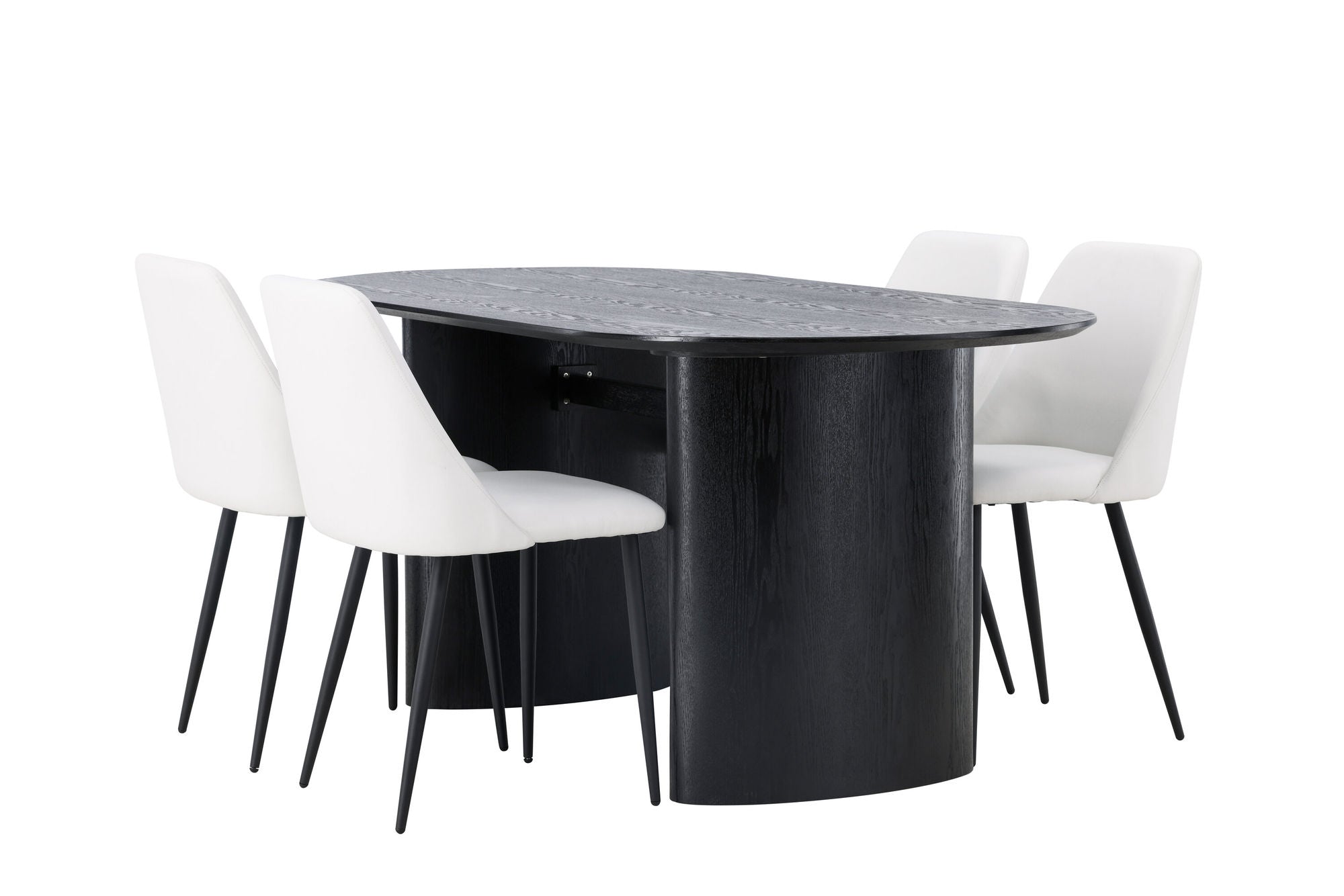 Venture Home Isolde spisebord 180*75 - Black / Black MDF +Night Spisebordsstol - Black / White PU _4