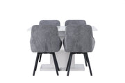 Venture Home Pluto spisebord 120/160*90- White / MDF Glass +Rosie Spisebordsstol - Black / Dark grey Fabric _4