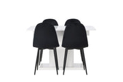 Venture Home Pluto spisebord 120/160*90- White / MDF Glass +Polar Spisebordsstol - Black legs / Black Velvet _4