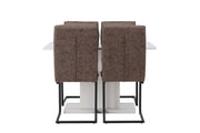 Venture Home Pluto spisebord 120/160*90- White / MDF Glass +Zizo Spisebordsstol - Black / Brown Microfiber fabric _4