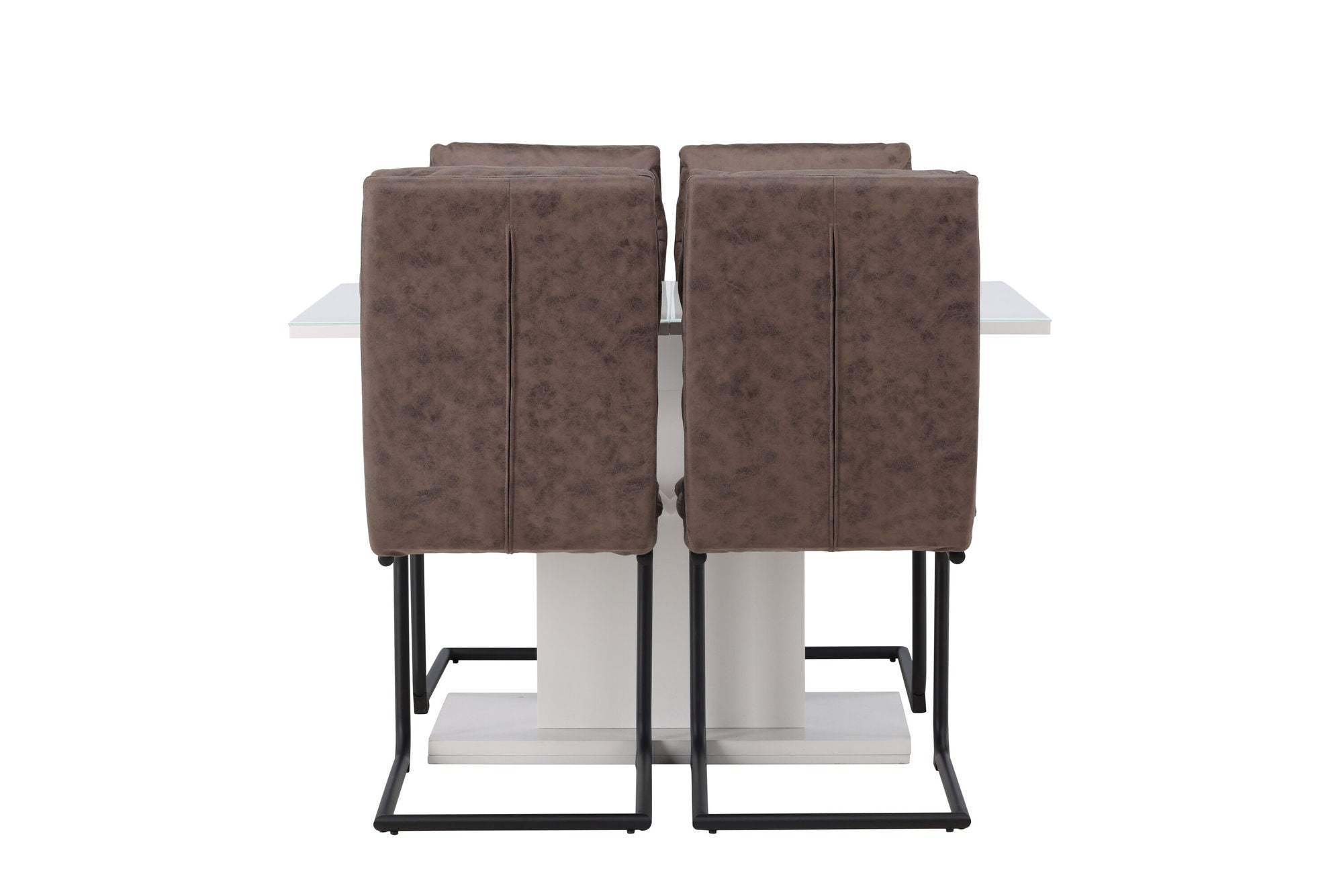 Venture Home Pluto spisebord 120/160*90- White / MDF Glass +Zizo Spisebordsstol - Black / Brown Microfiber fabric _4