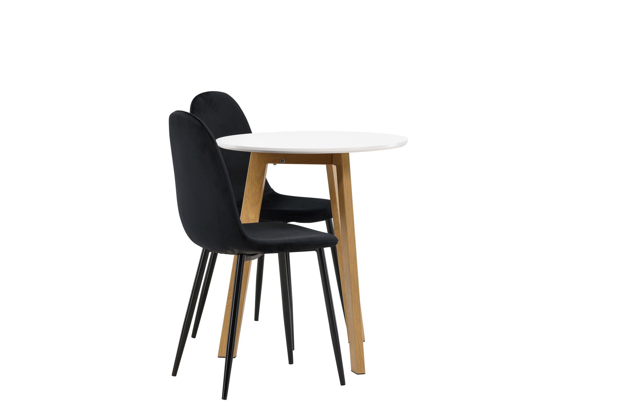Venture Home Leonora spisebord φ65 - Oaklook / White MDF +Polar Spisebordsstol - Black legs / Black Velvet _2